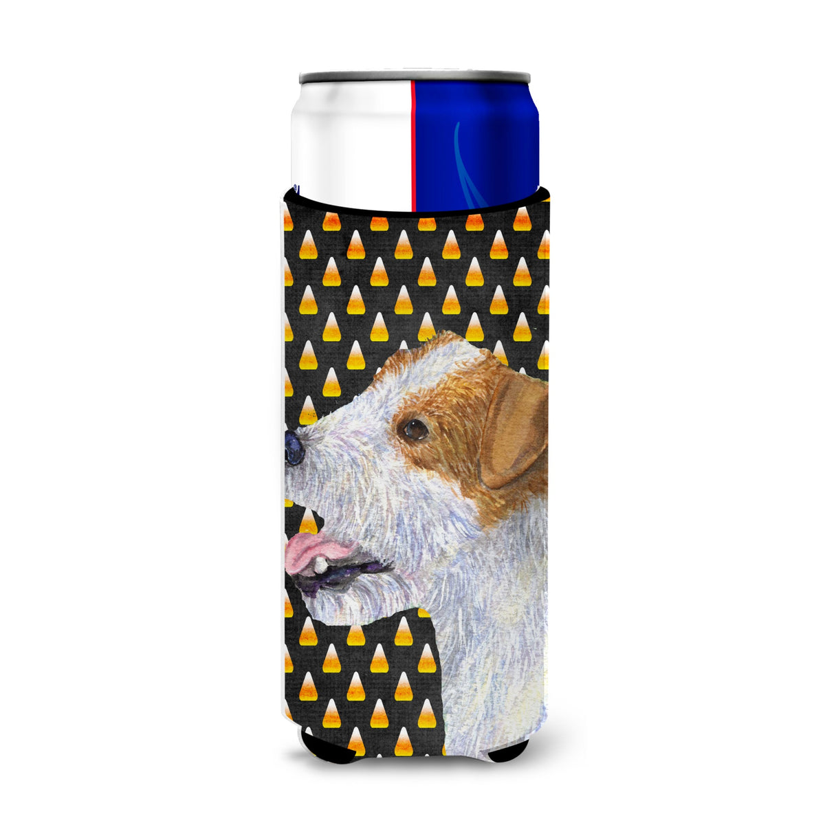 Jack Russell Terrier Candy Corn Halloween Portrait Ultra Hugger For Slim Cans