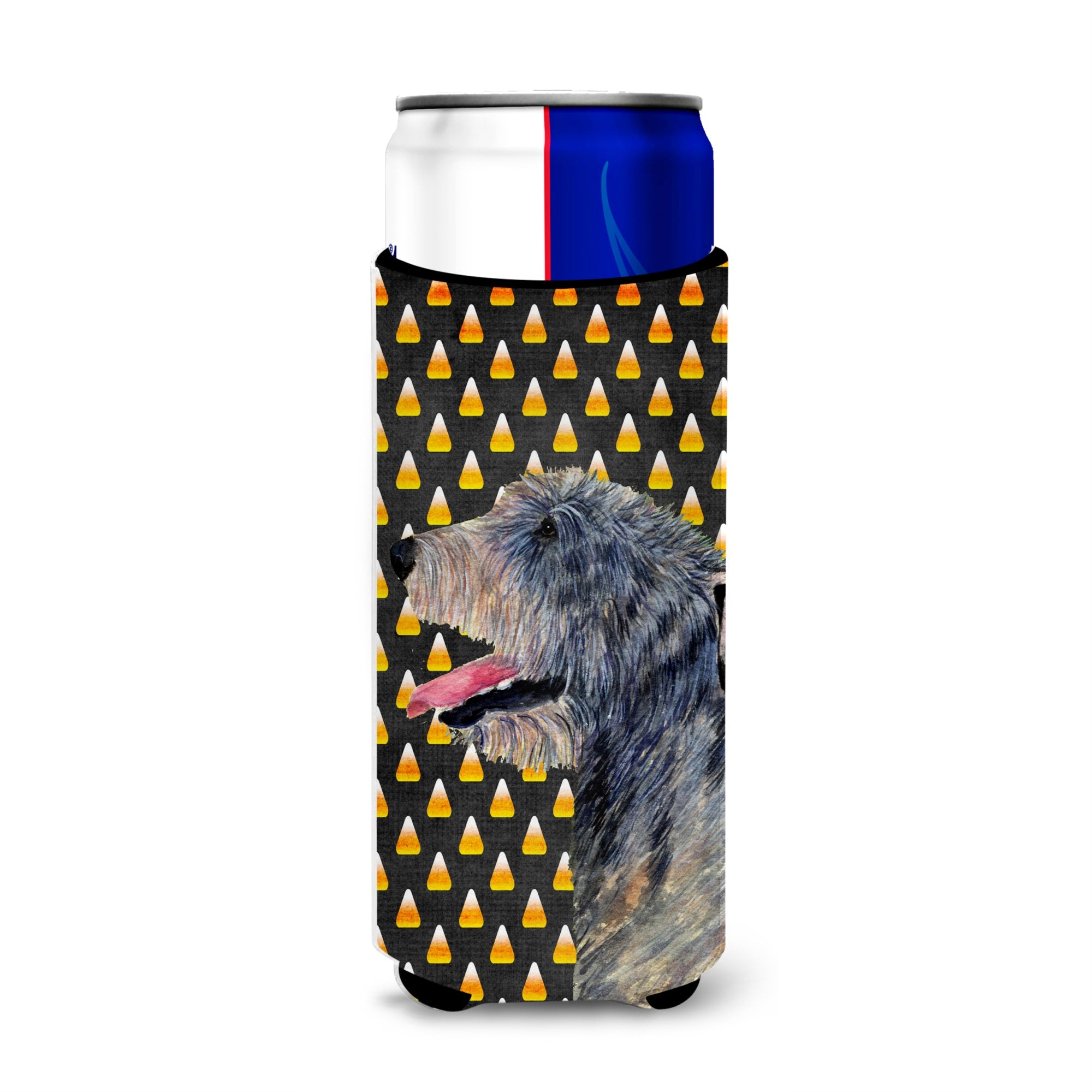 Irish Wolfhound Candy Corn Halloween Portrait Ultra Hugger For Slim Cans
