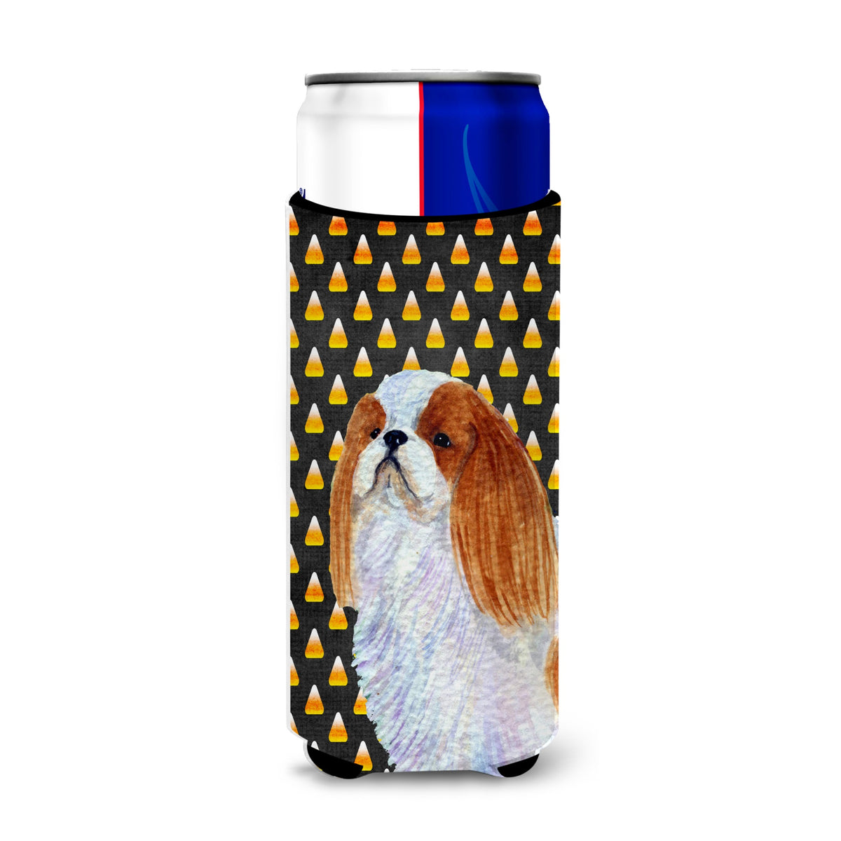 English Toy Spaniel Candy Corn Halloween Portrait Ultra Hugger For Slim Cans