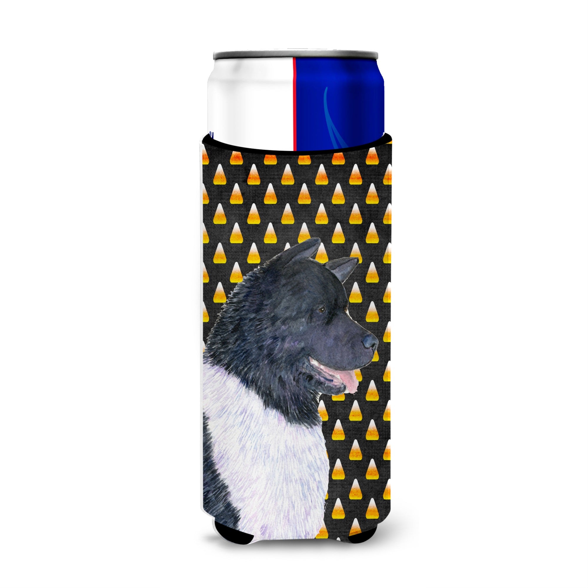 Akita Candy Corn Halloween Portrait Ultra Hugger For Slim Cans