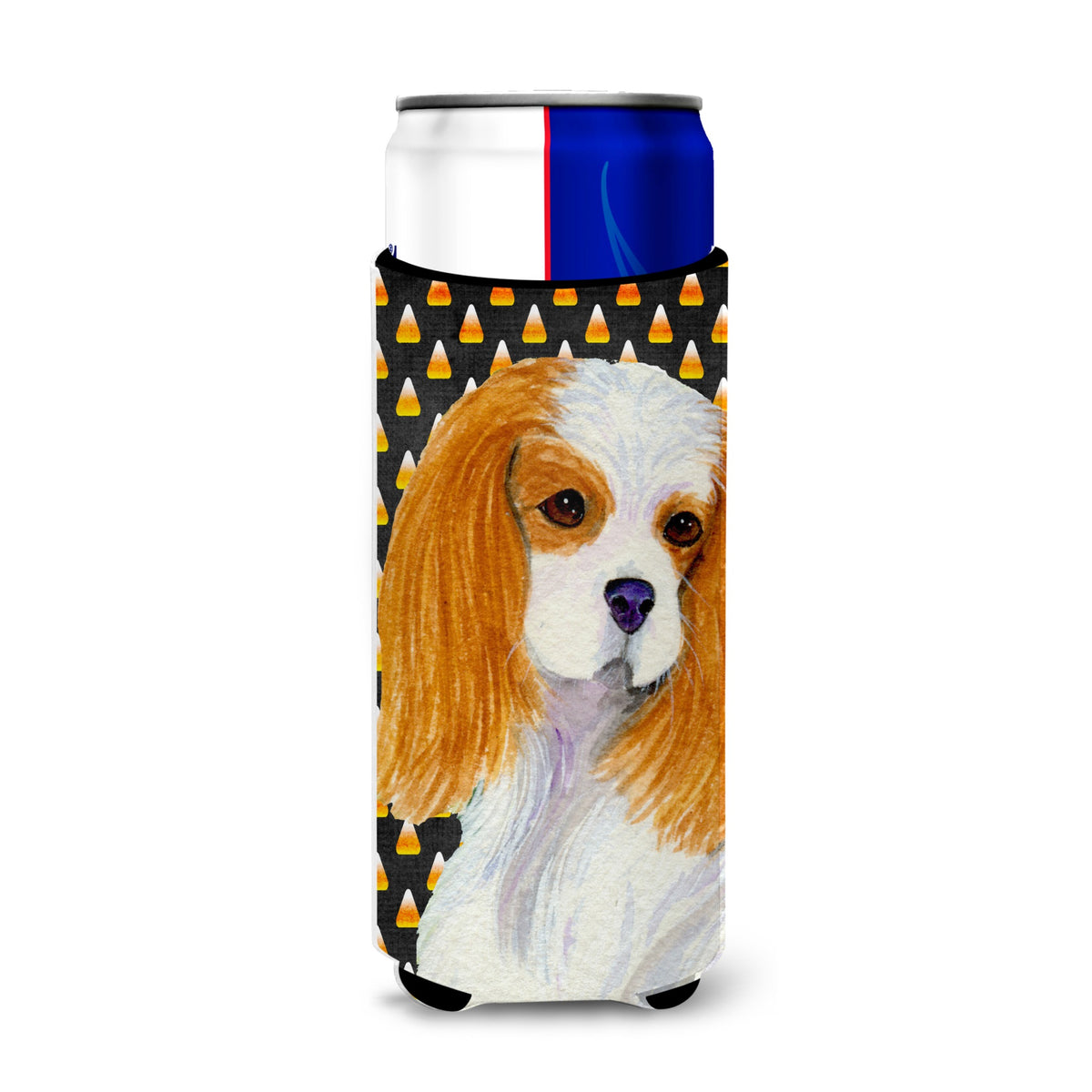 Cavalier Spaniel Candy Corn Halloween Portrait Ultra Hugger For Slim Cans