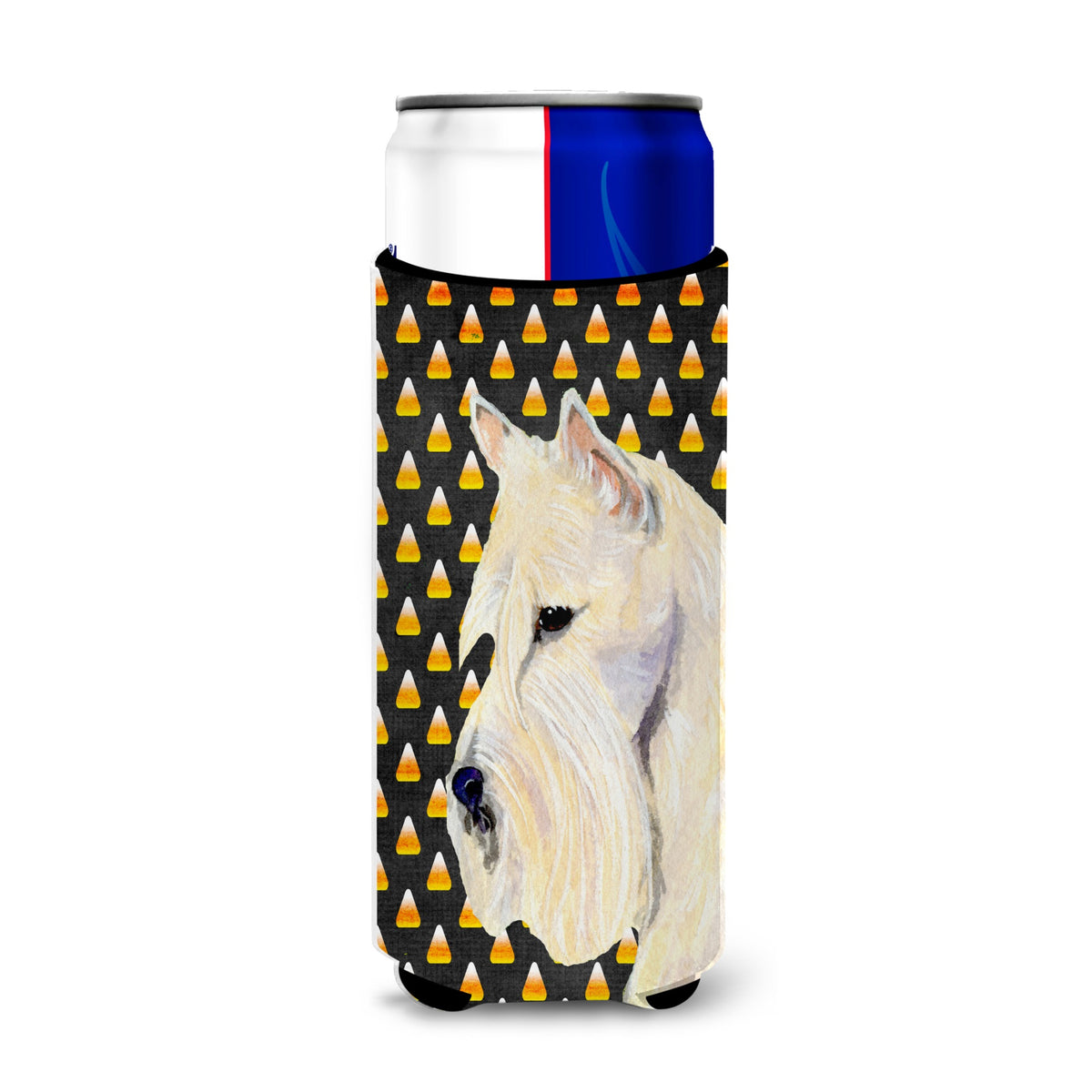 Scottish Terrier Wheaten Candy Corn Halloween Portrait Ultra Hugger For Slim Cans