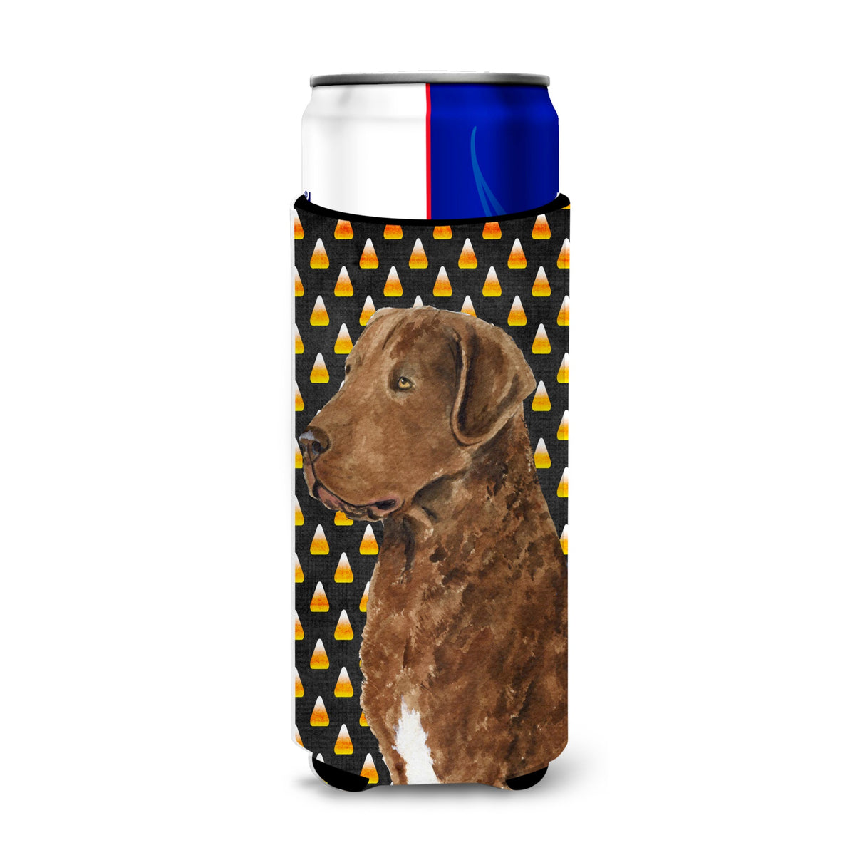 Chesapeake Bay Retriever Wheaten Candy Corn Halloween Portrait Ultra Hugger For Slim Cans