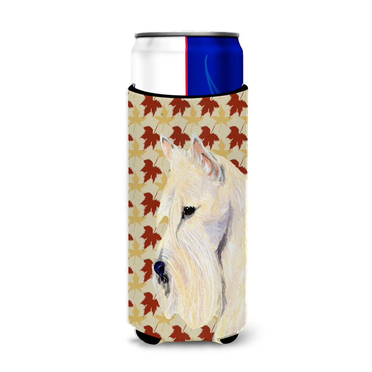 Scottish Terrier Wheaten Fall Leaves Portrait Ultra Hugger For Slim Cans