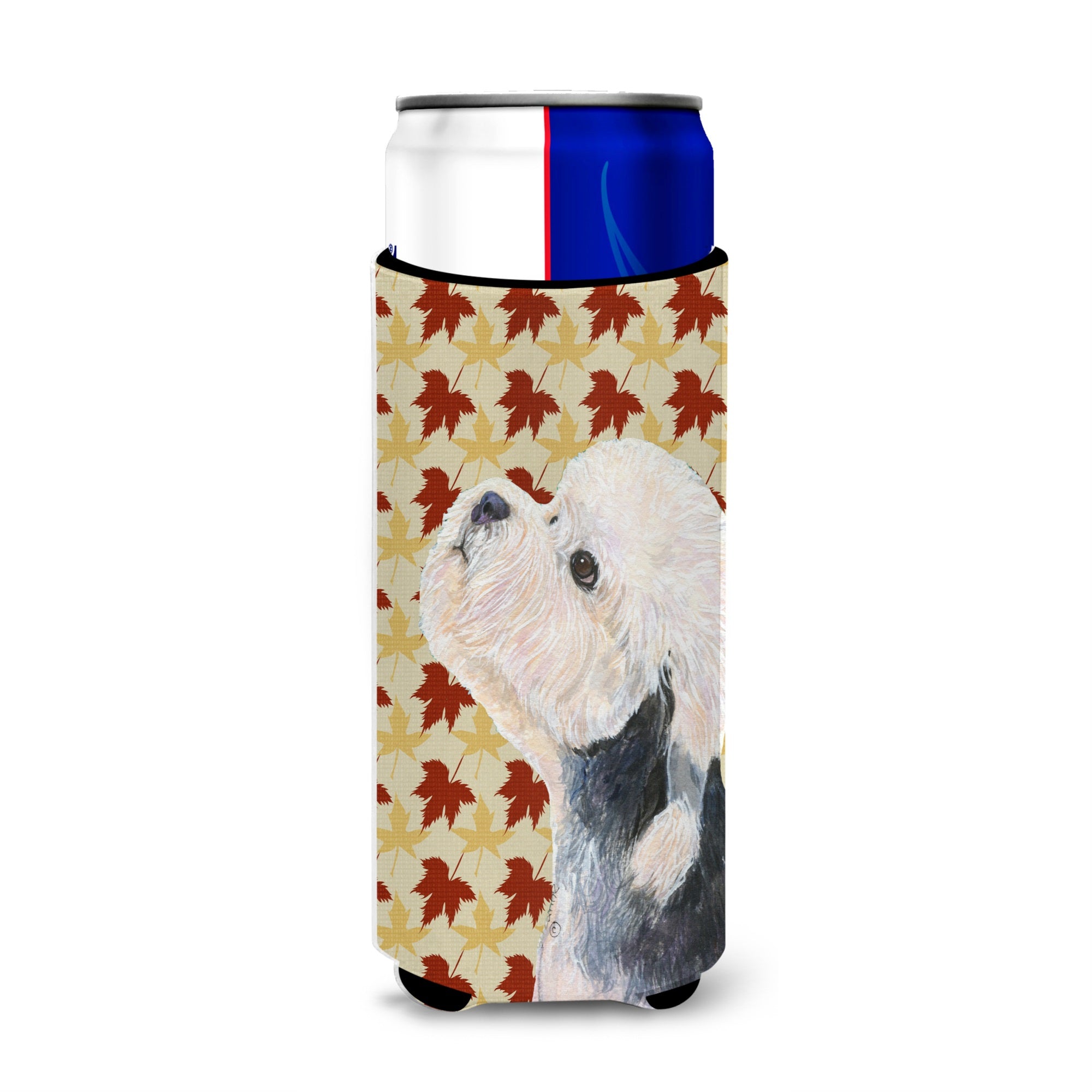 Dandie Dinmont Terrier Fall Leaves Portrait Ultra Hugger For Slim Cans