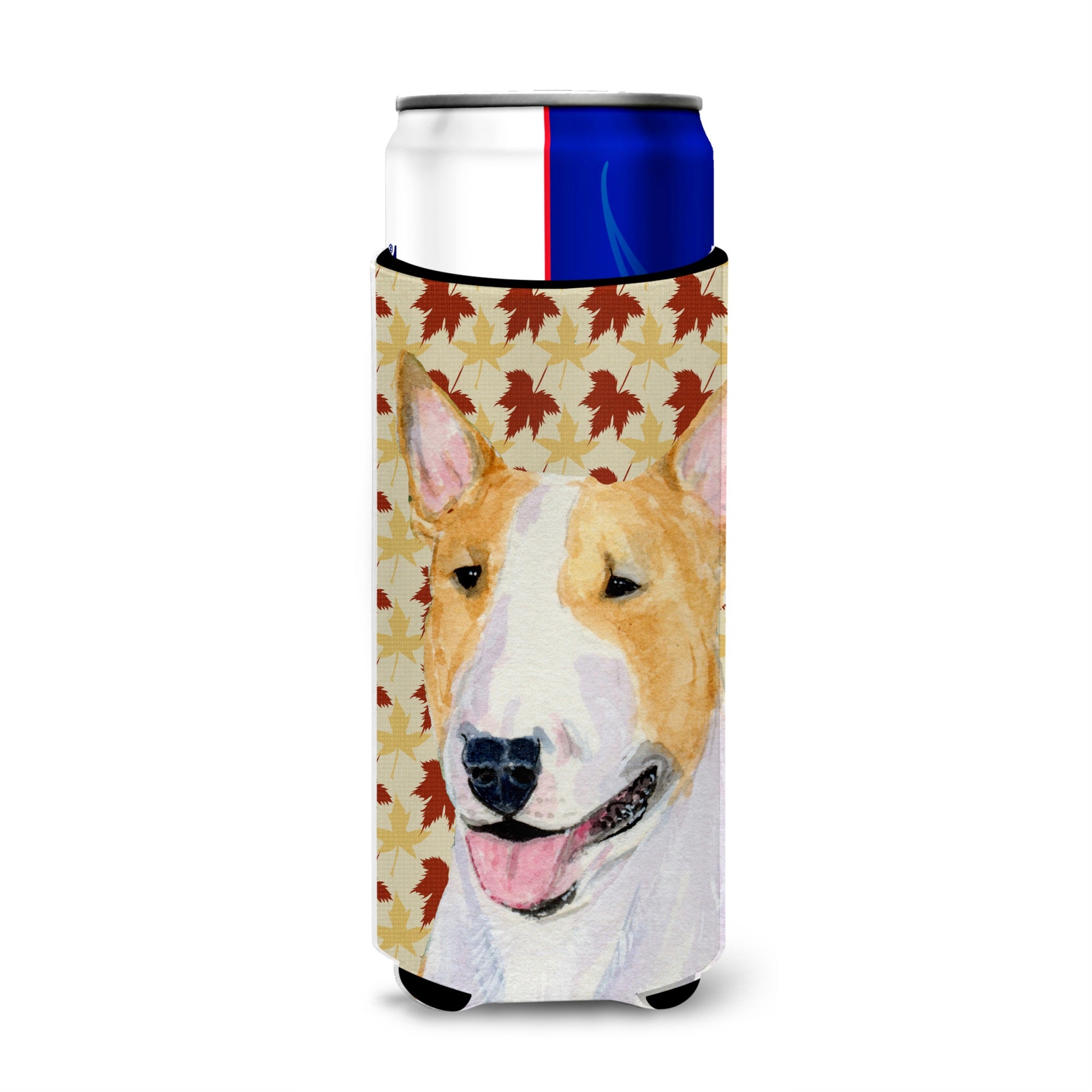 Bull Terrier Fall Leaves Portrait Ultra Hugger For Slim Cans