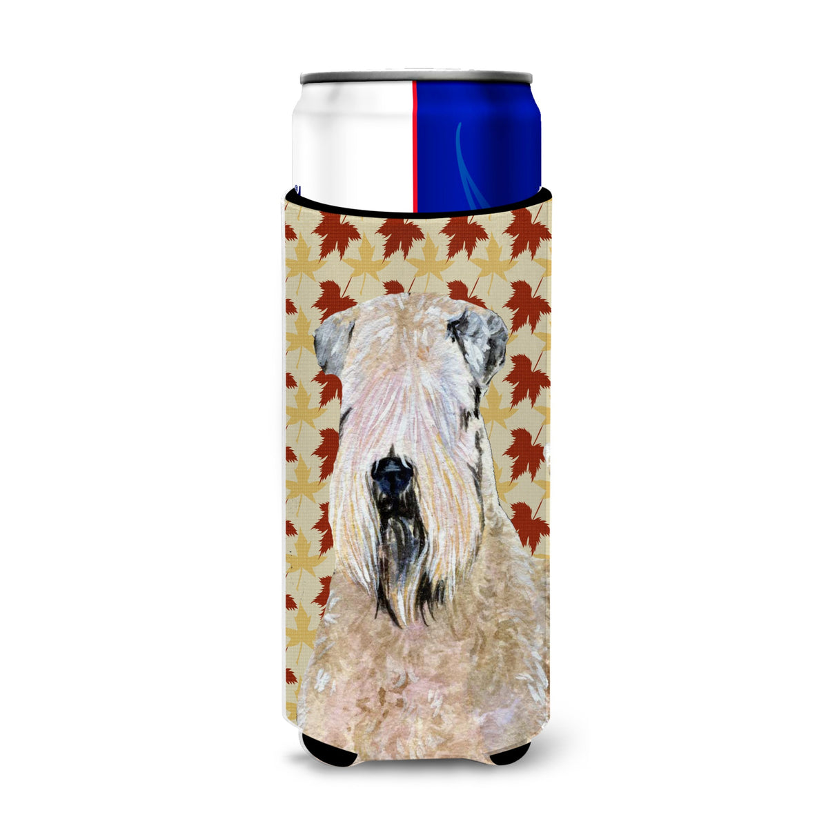 Wheaten Terrier Soft Coated Fall Leaves Portrait Ultra Hugger For Slim Cans