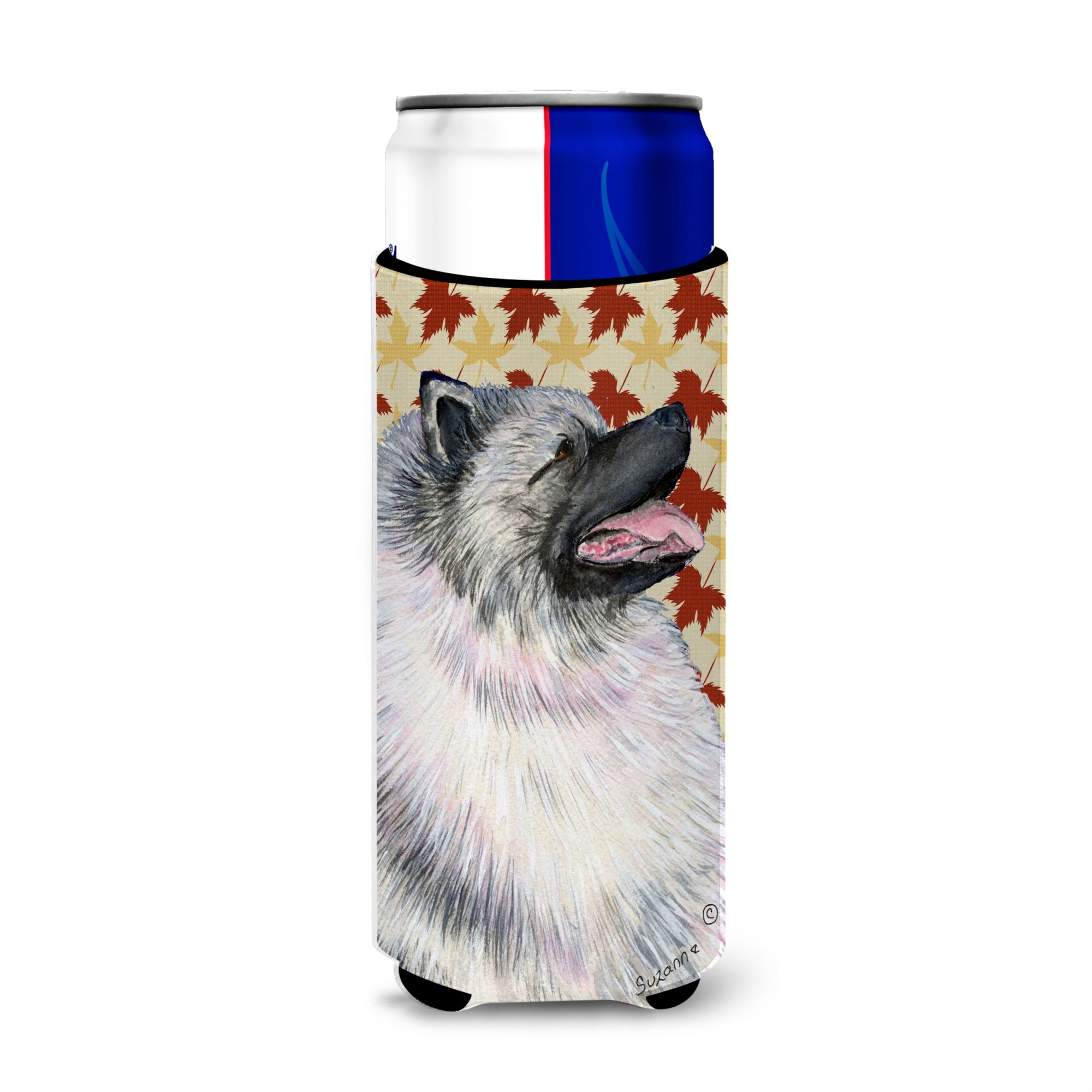 Keeshond Fall Leaves Portrait Ultra Hugger For Slim Cans