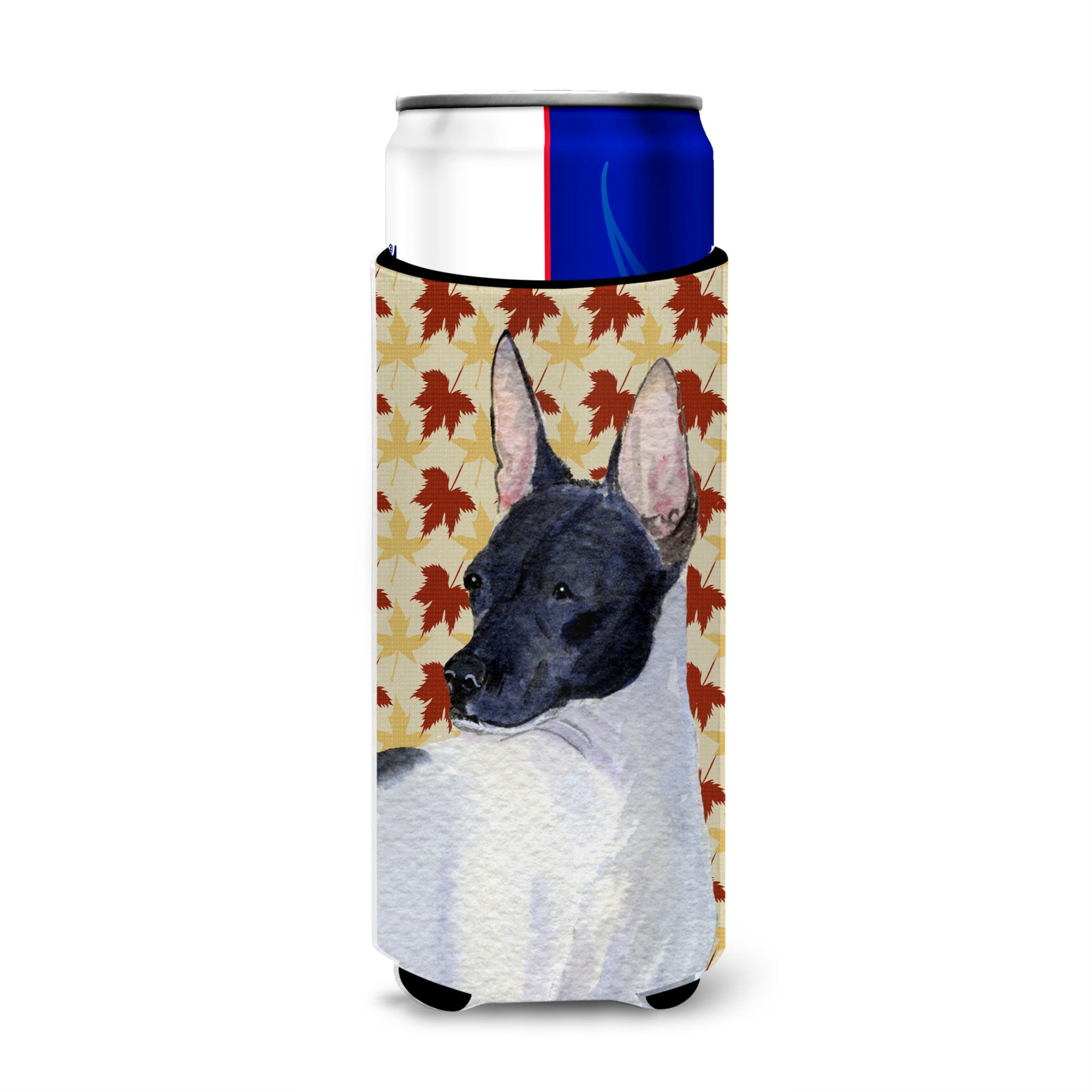 Rat Terrier Fall Leaves Portrait Ultra Hugger For Slim Cans