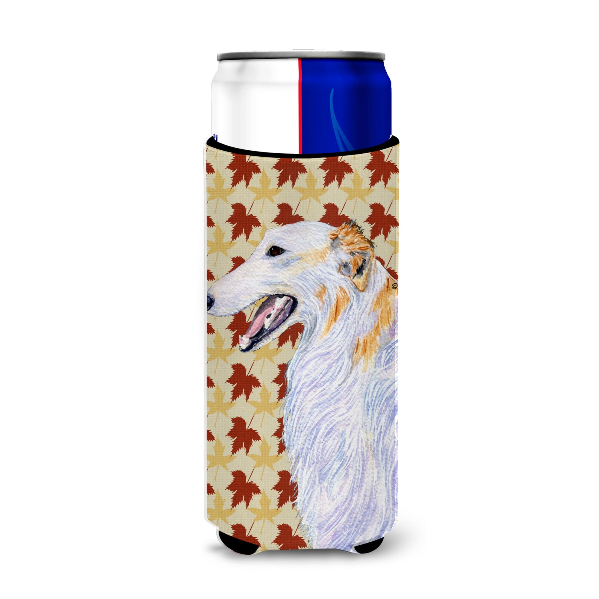 Borzoi Fall Leaves Portrait Ultra Hugger For Slim Cans