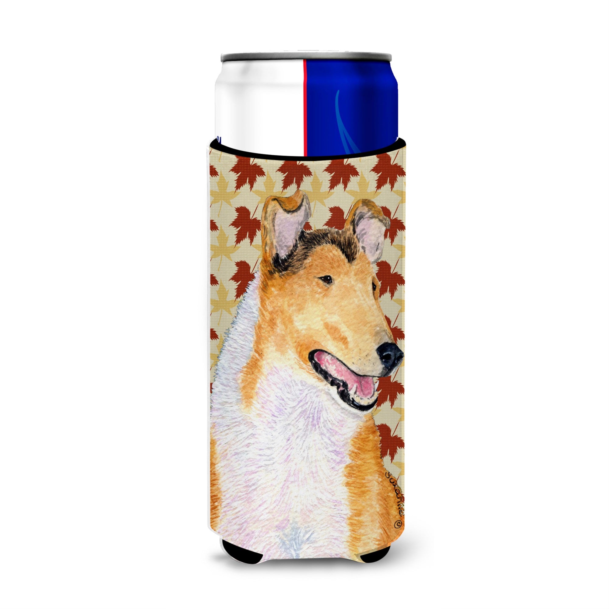 Collie Smooth Fall Leaves Portrait Ultra Hugger For Slim Cans