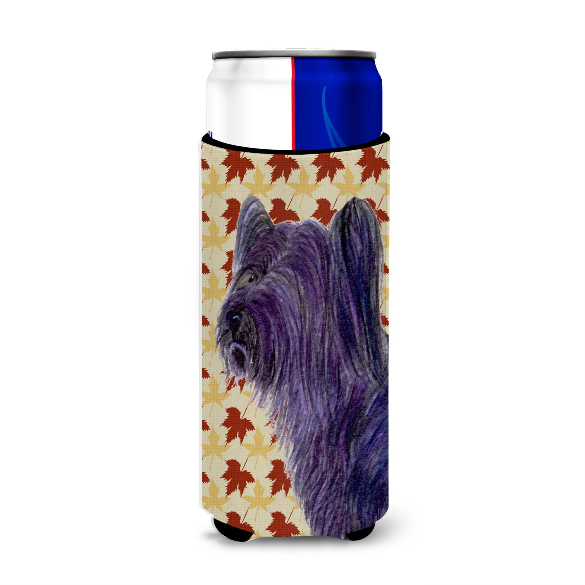 Skye Terrier Fall Leaves Portrait Ultra Hugger For Slim Cans