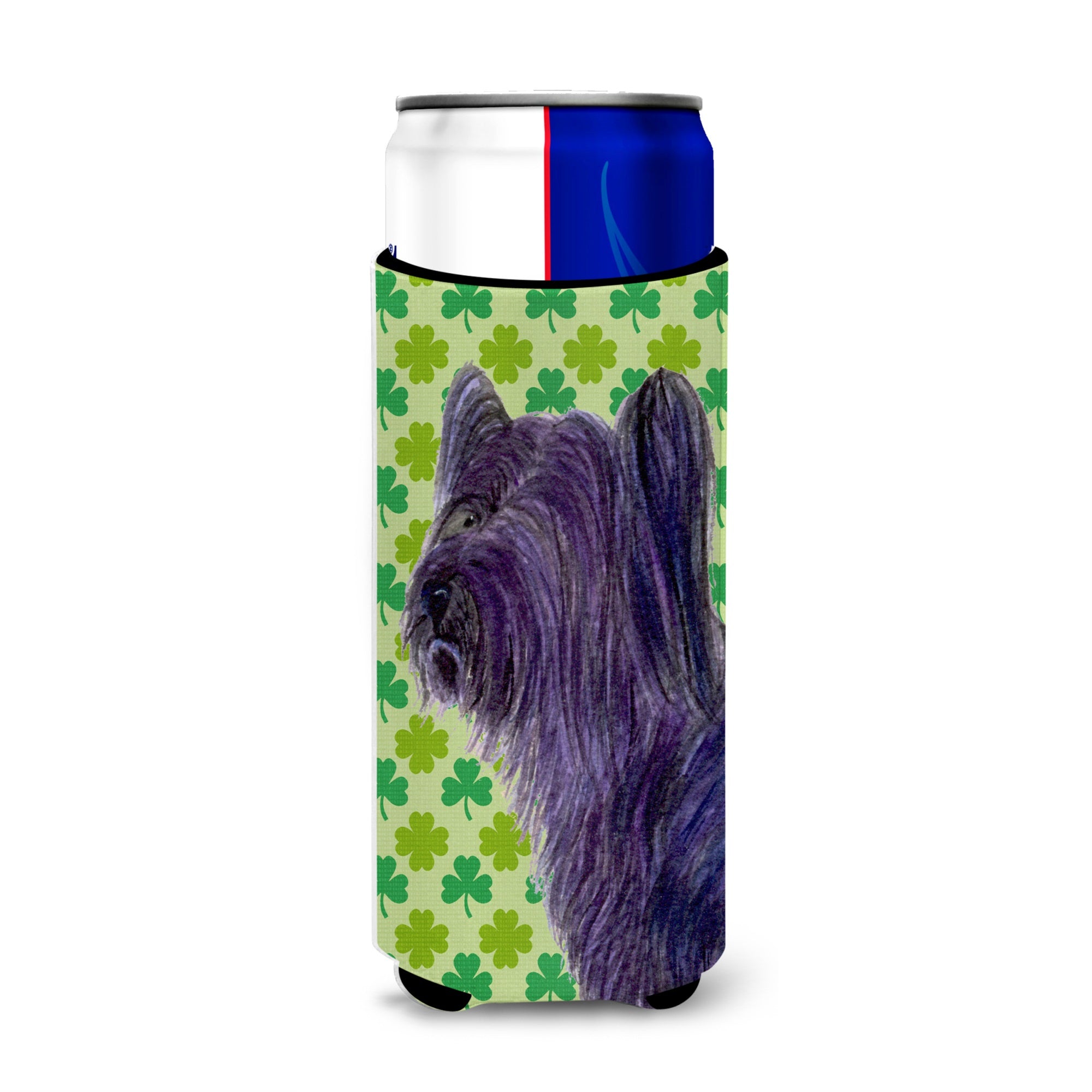Skye Terrier St. Patrick'S Day Shamrock Portrait Ultra Hugger For Slim Cans