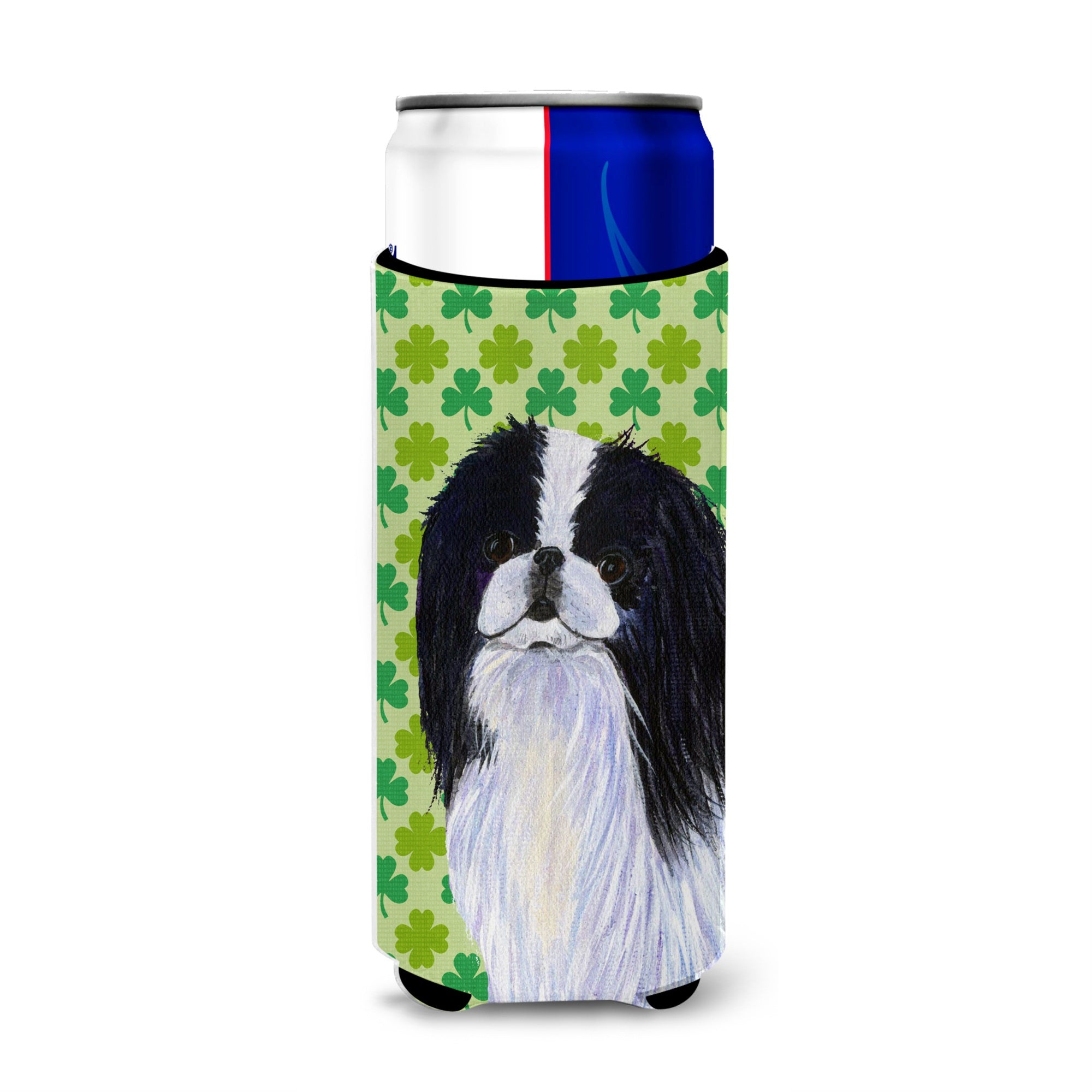 Japanese Chin St. Patrick'S Day Shamrock Portrait Ultra Hugger For Slim Cans