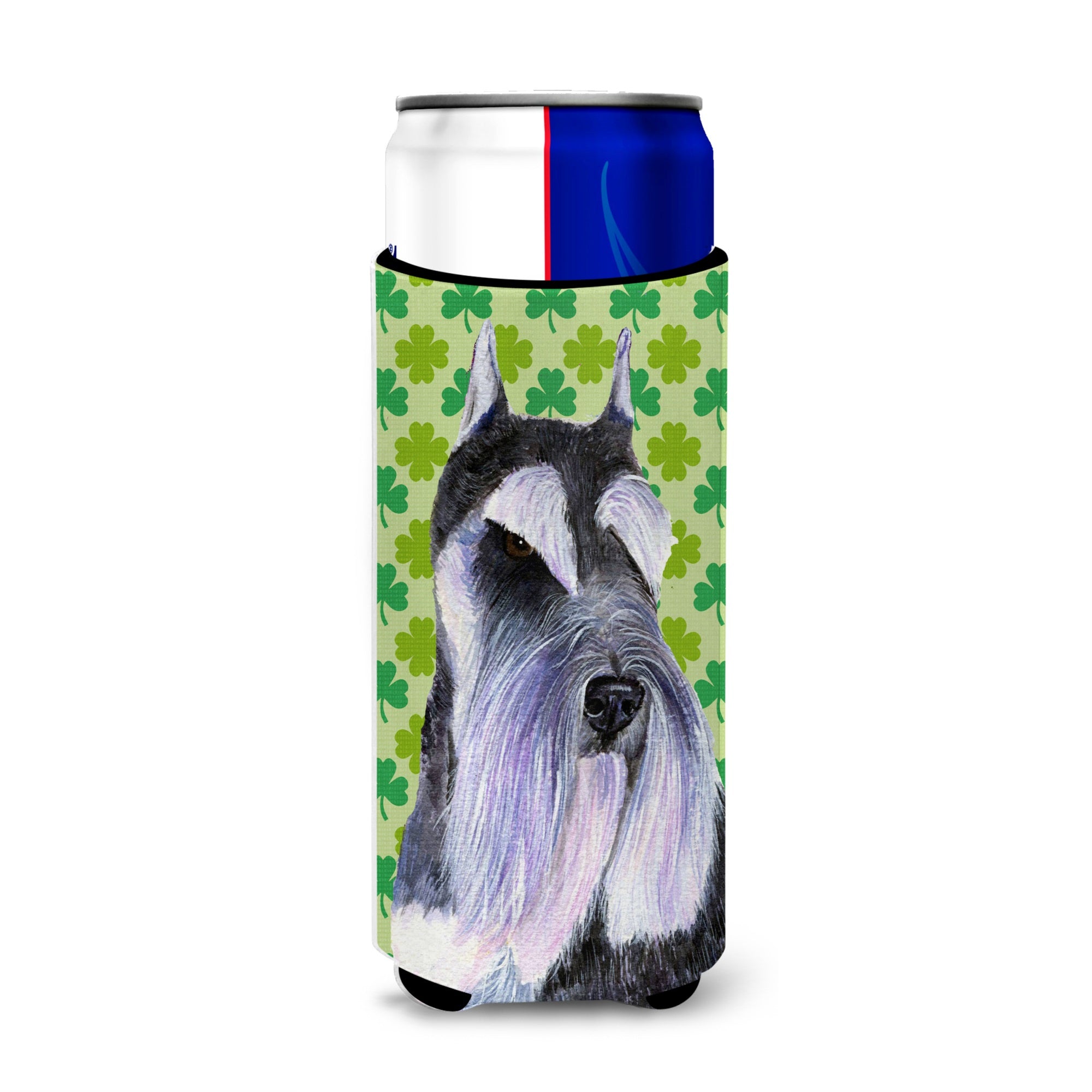 Schnauzer St. Patrick'S Day Shamrock Portrait Ultra Hugger For Slim Cans