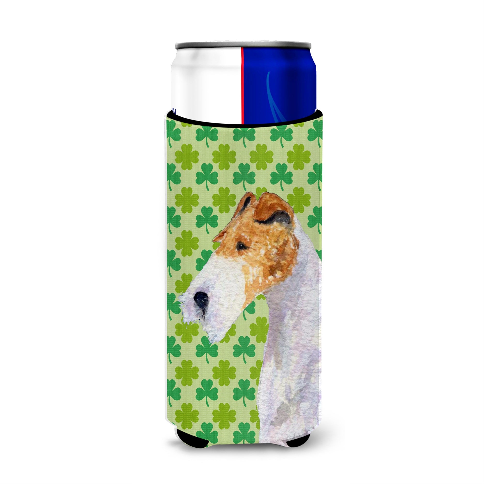 Fox Terrier St. Patrick'S Day Shamrock Portrait Ultra Hugger For Slim Cans