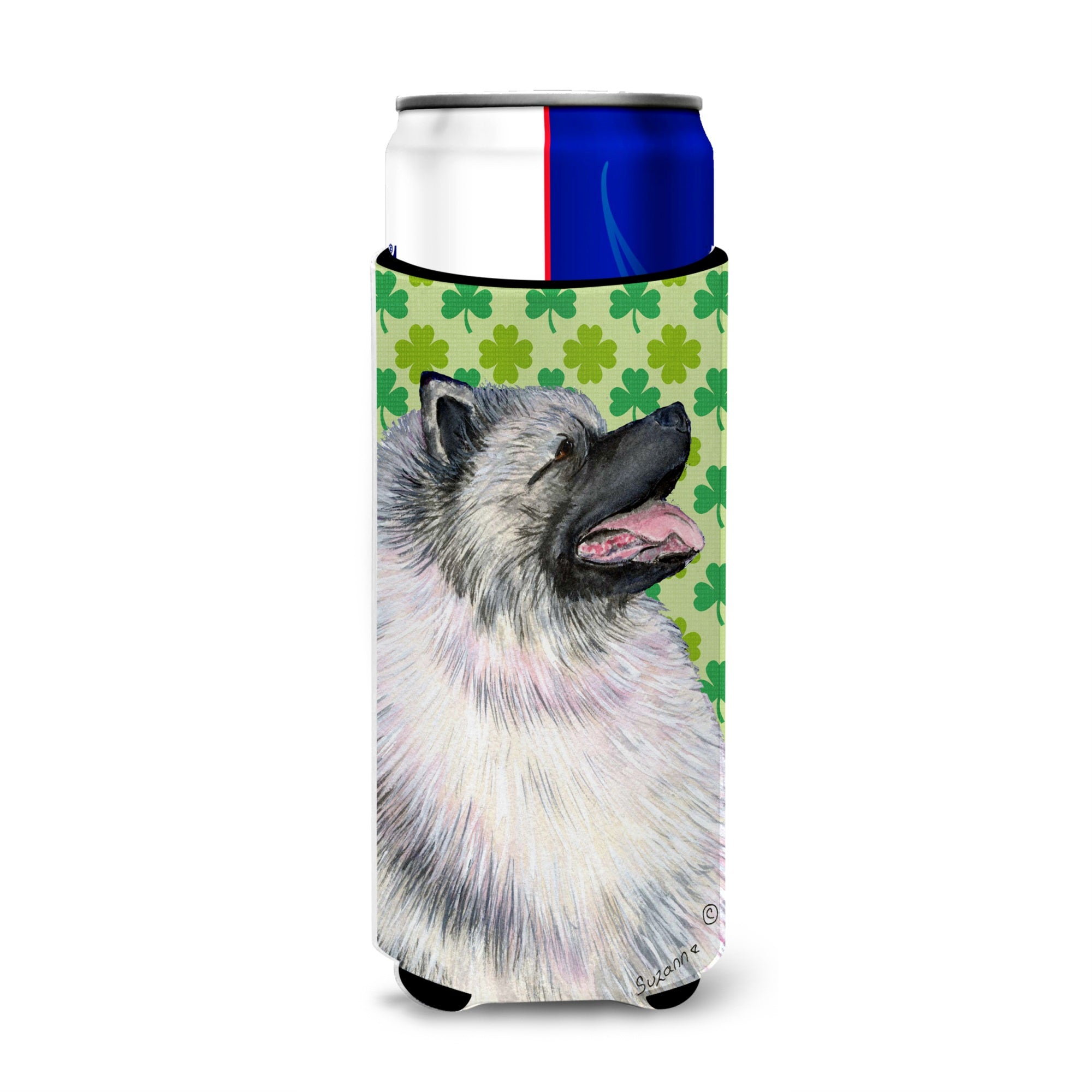 Keeshond St. Patrick'S Day Shamrock Portrait Ultra Hugger For Slim Cans