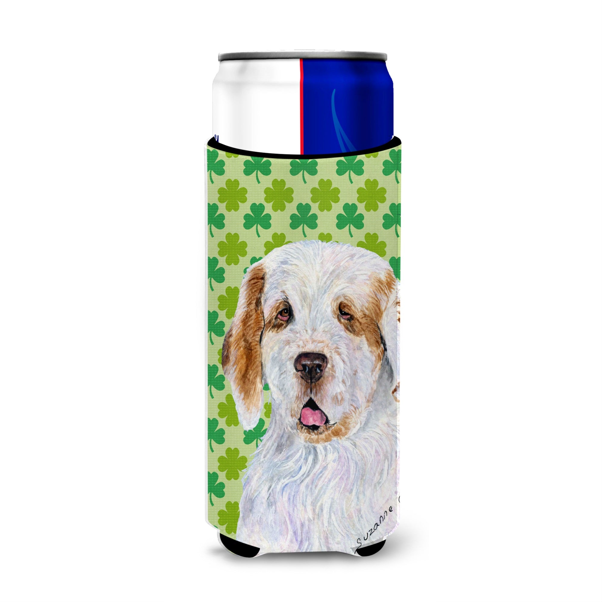 Clumber Spaniel St. Patrick'S Day Shamrock Portrait Ultra Hugger For Slim Cans