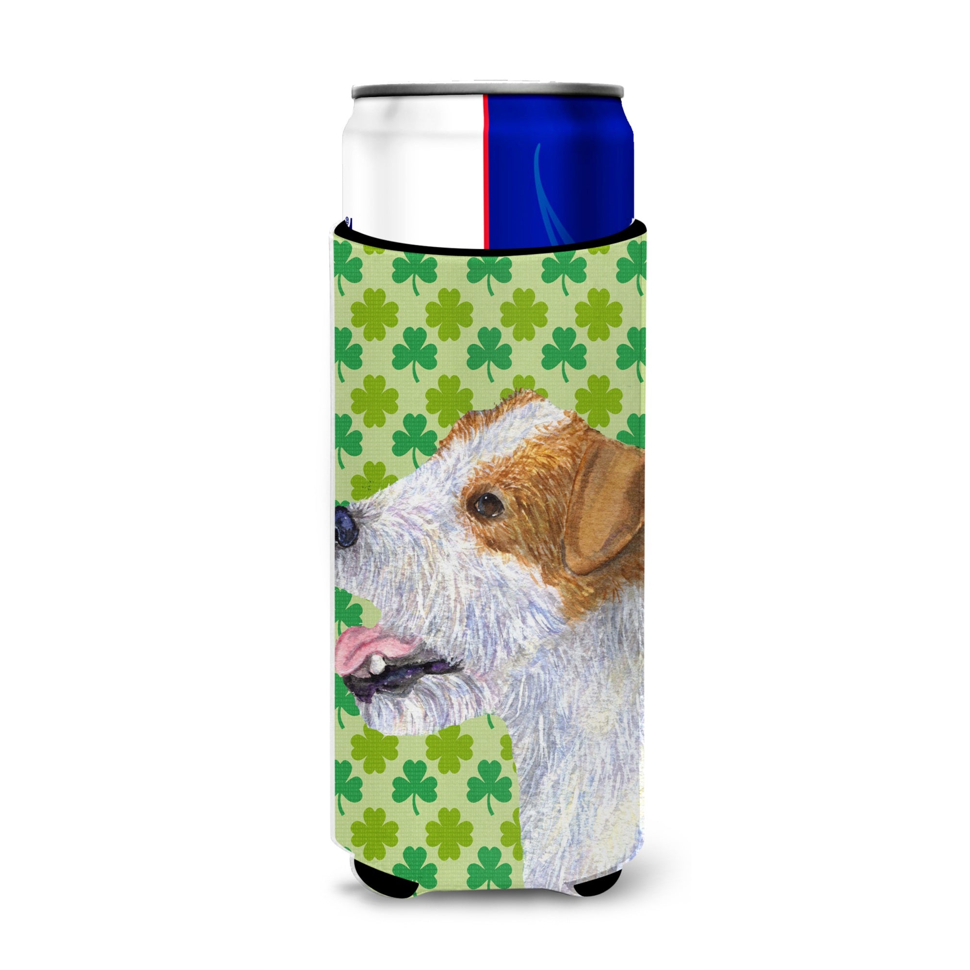 Jack Russell Terrier St. Patrick'S Day Shamrock Portrait Ultra Hugger For Slim Cans