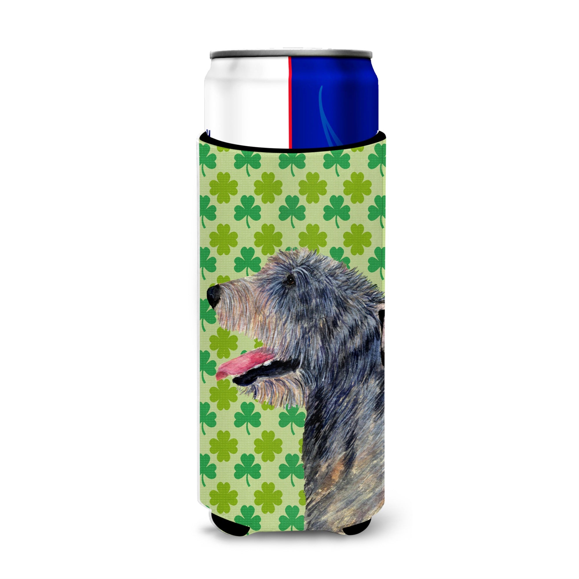 Irish Wolfhound St. Patrick'S Day Shamrock Portrait Ultra Hugger For Slim Cans