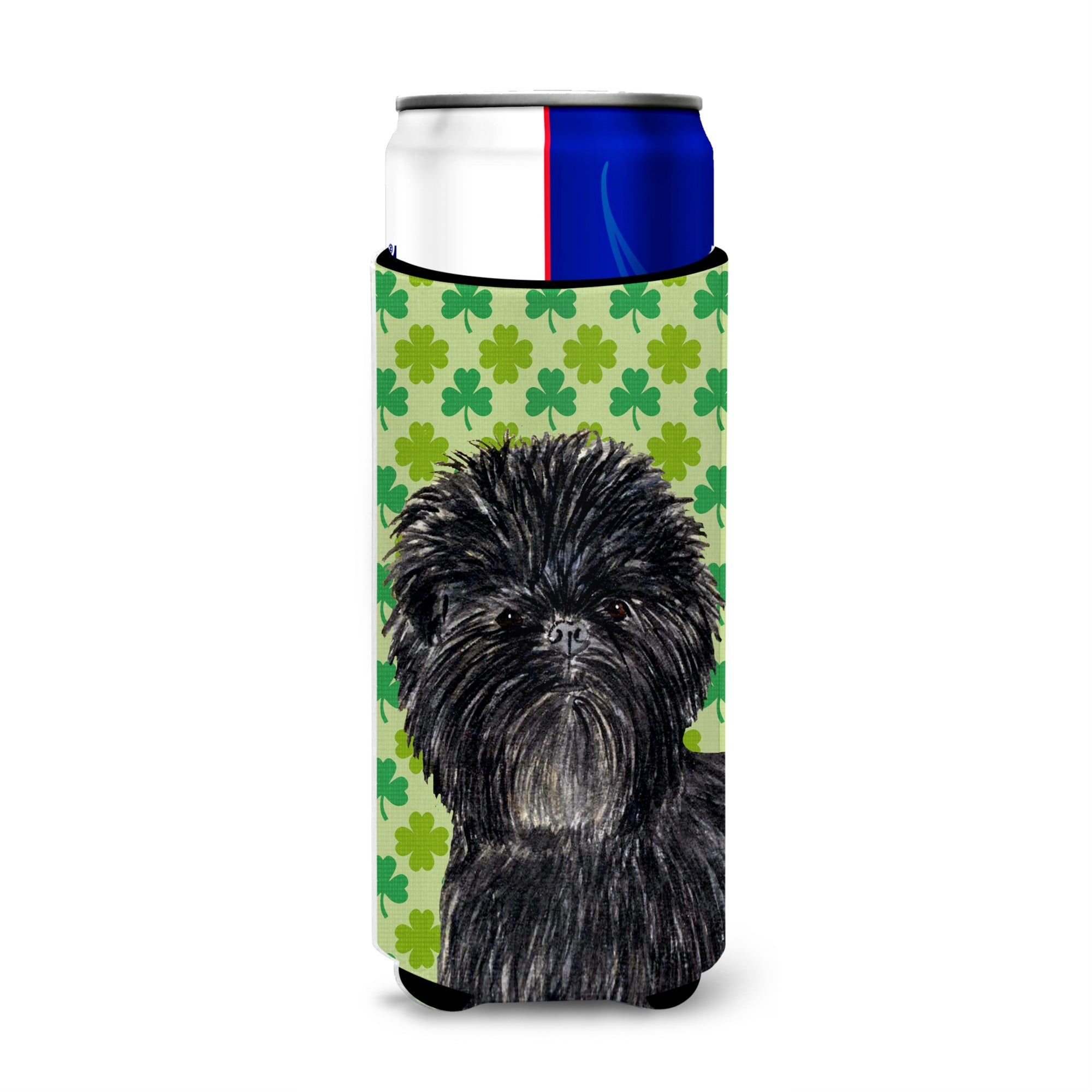 Affenpinscher St. Patrick'S Day Shamrock Portrait Ultra Hugger For Slim Cans
