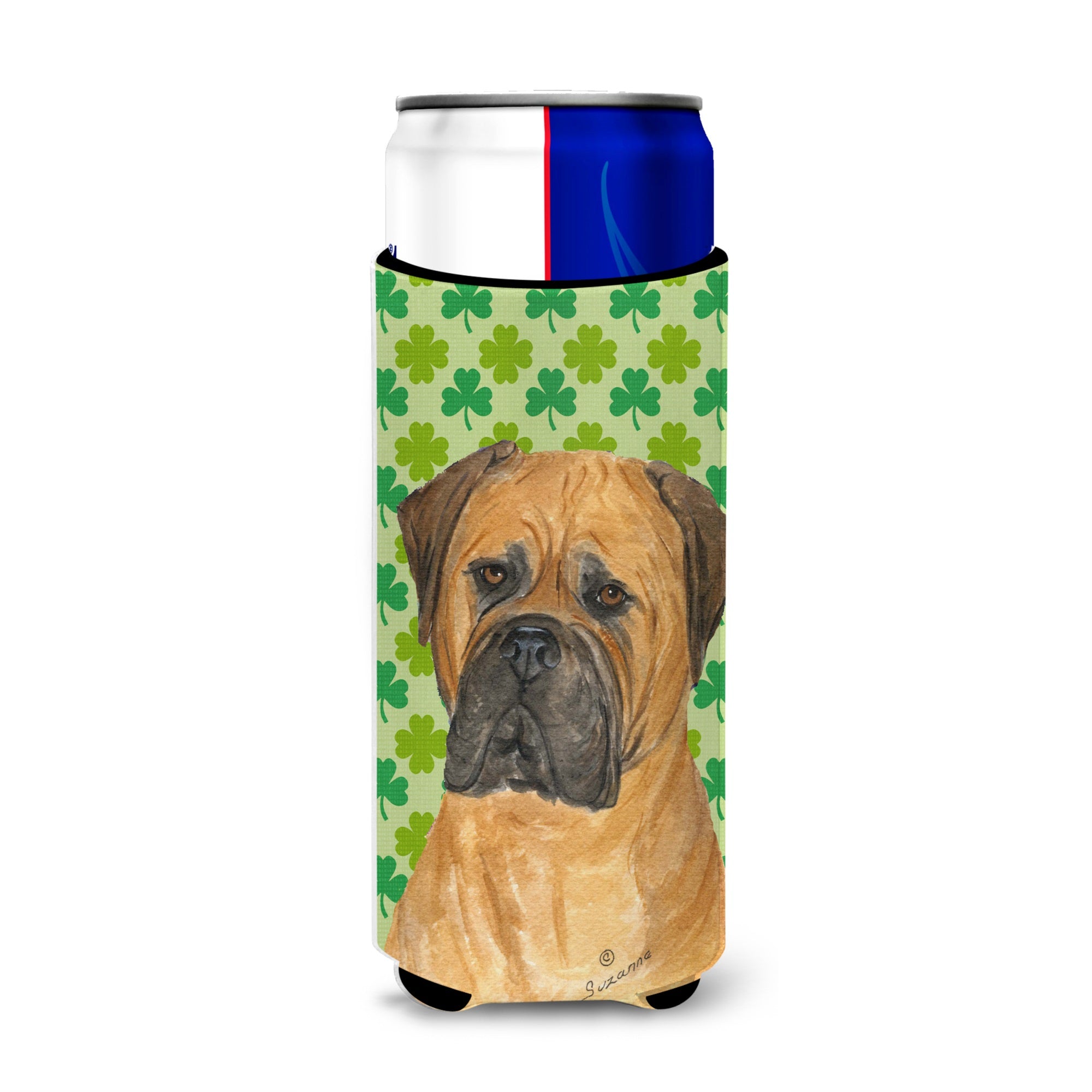 Bullmastiff St. Patrick'S Day Shamrock Portrait Ultra Hugger For Slim Cans