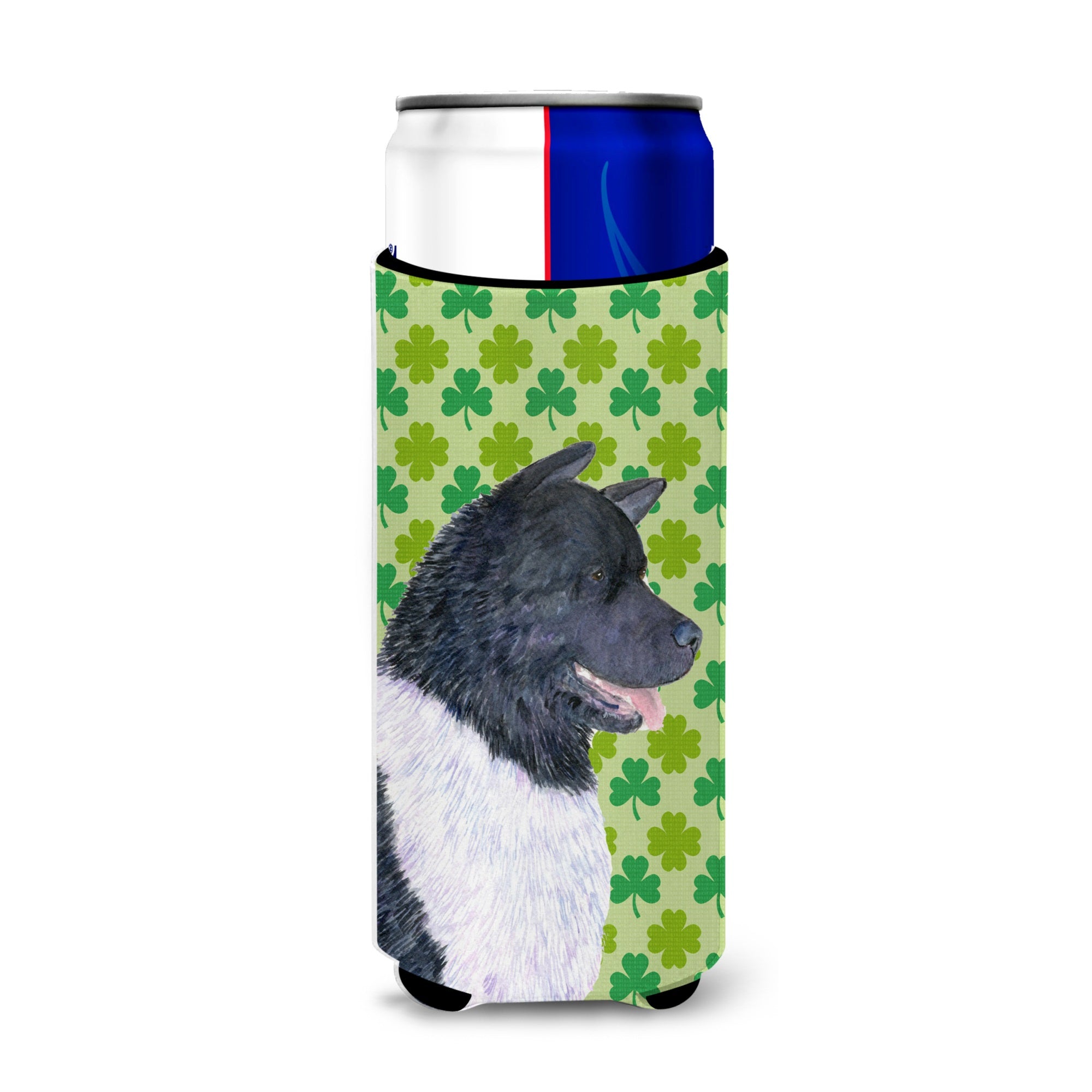 Akita St. Patrick'S Day Shamrock Portrait Ultra Hugger For Slim Cans