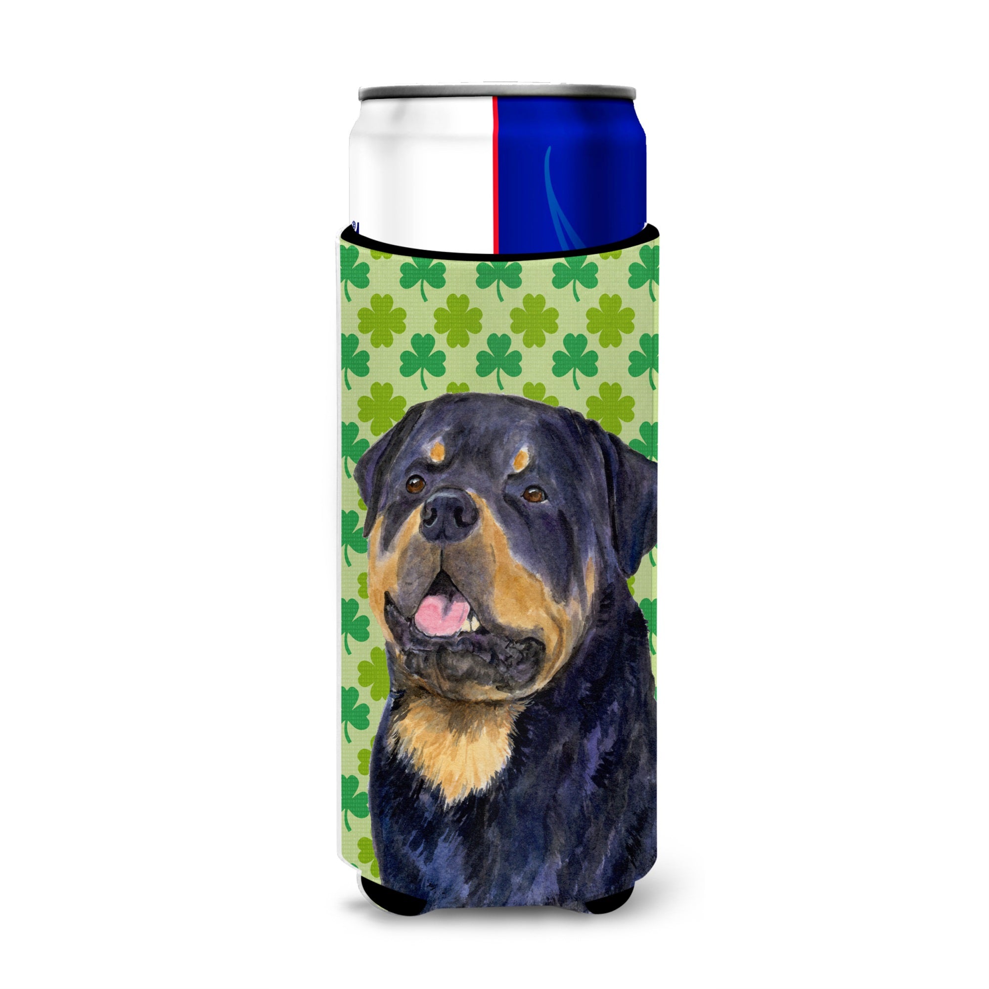 Rottweiler St. Patrick'S Day Shamrock Portrait Ultra Hugger For Slim Cans