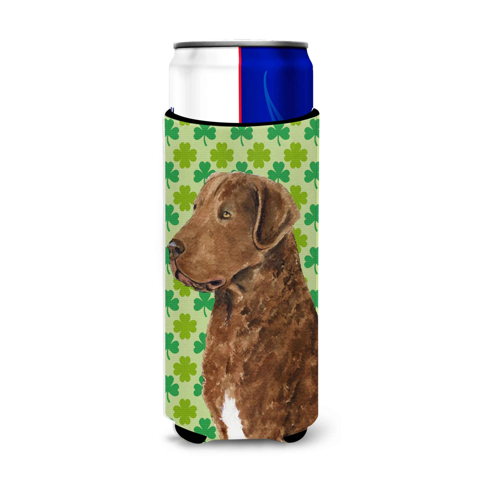 Chesapeake Bay Retriever St. Patrick'S Day Shamrock Portrait Ultra Hugger For Slim Cans