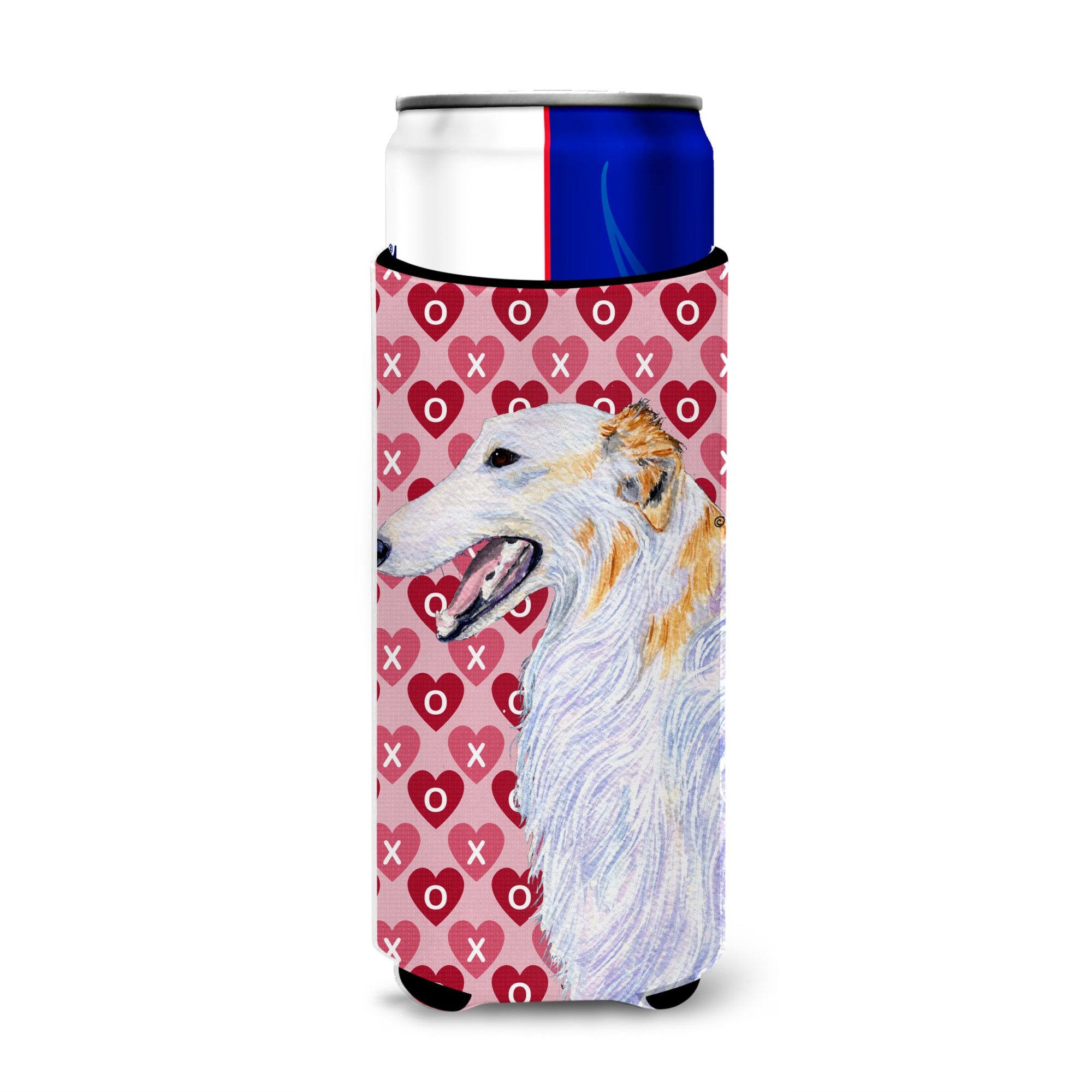 Borzoi Hearts Love And Valentine'S Day Portrait Ultra Hugger For Slim Cans