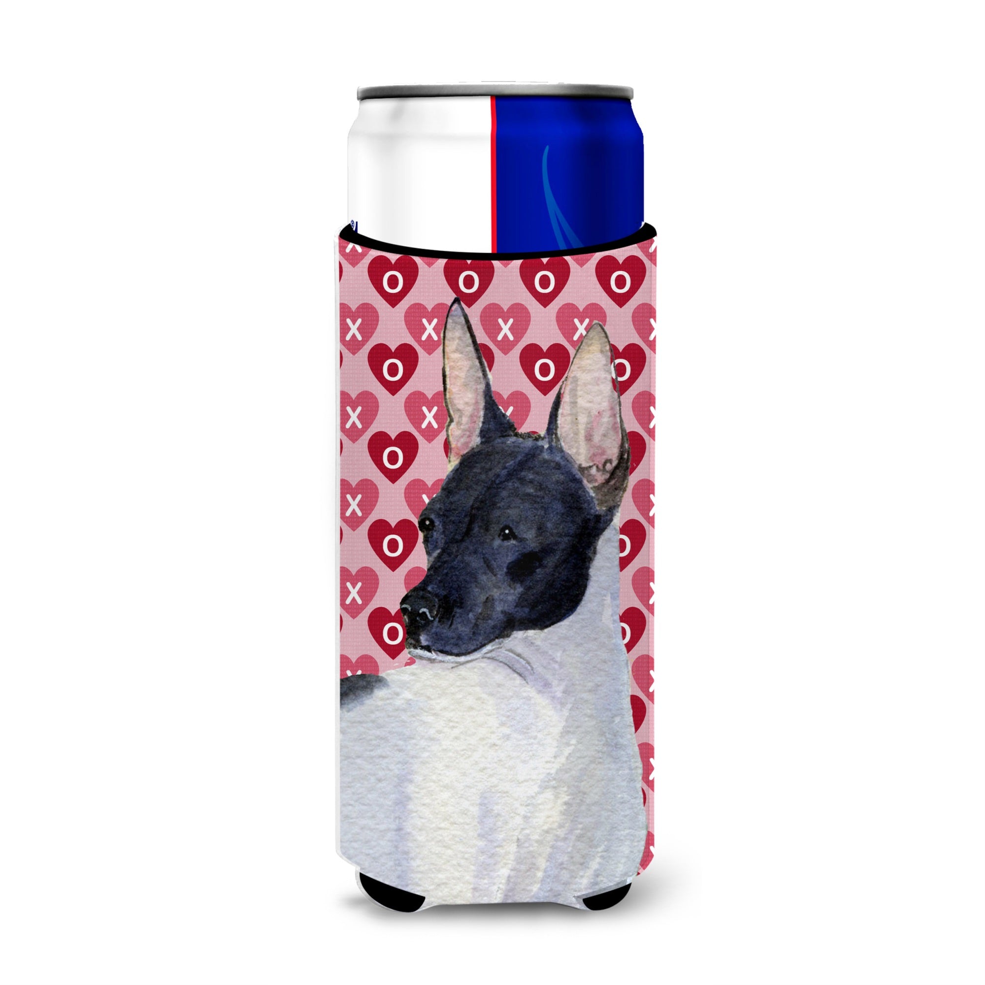 Rat Terrier Hearts Love And Valentine'S Day Portrait Ultra Hugger For Slim Cans