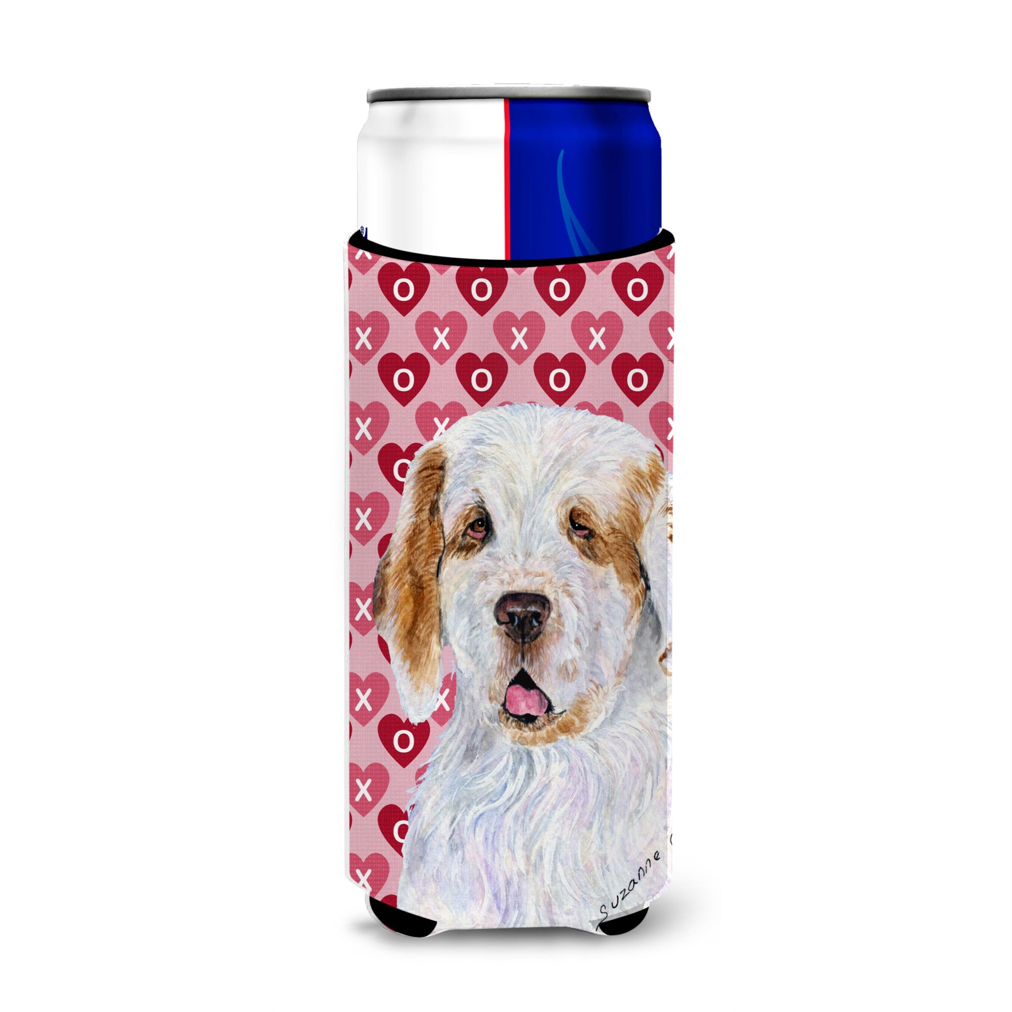 Clumber Spaniel Hearts Love And Valentine'S Day Portrait Ultra Hugger For Slim Cans