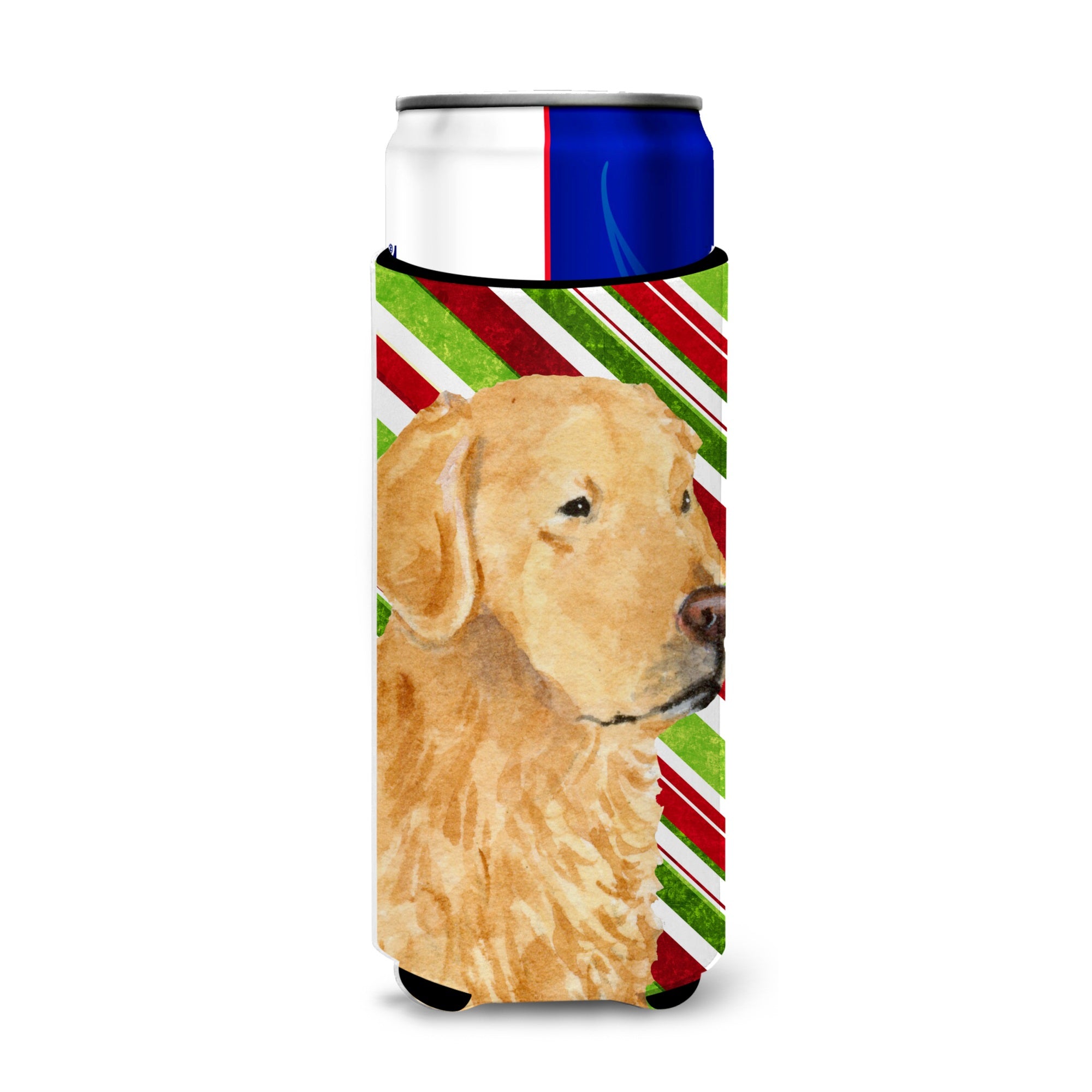 Golden Retriever Candy Cane Holiday Christmas Ultra Hugger For Slim Cans