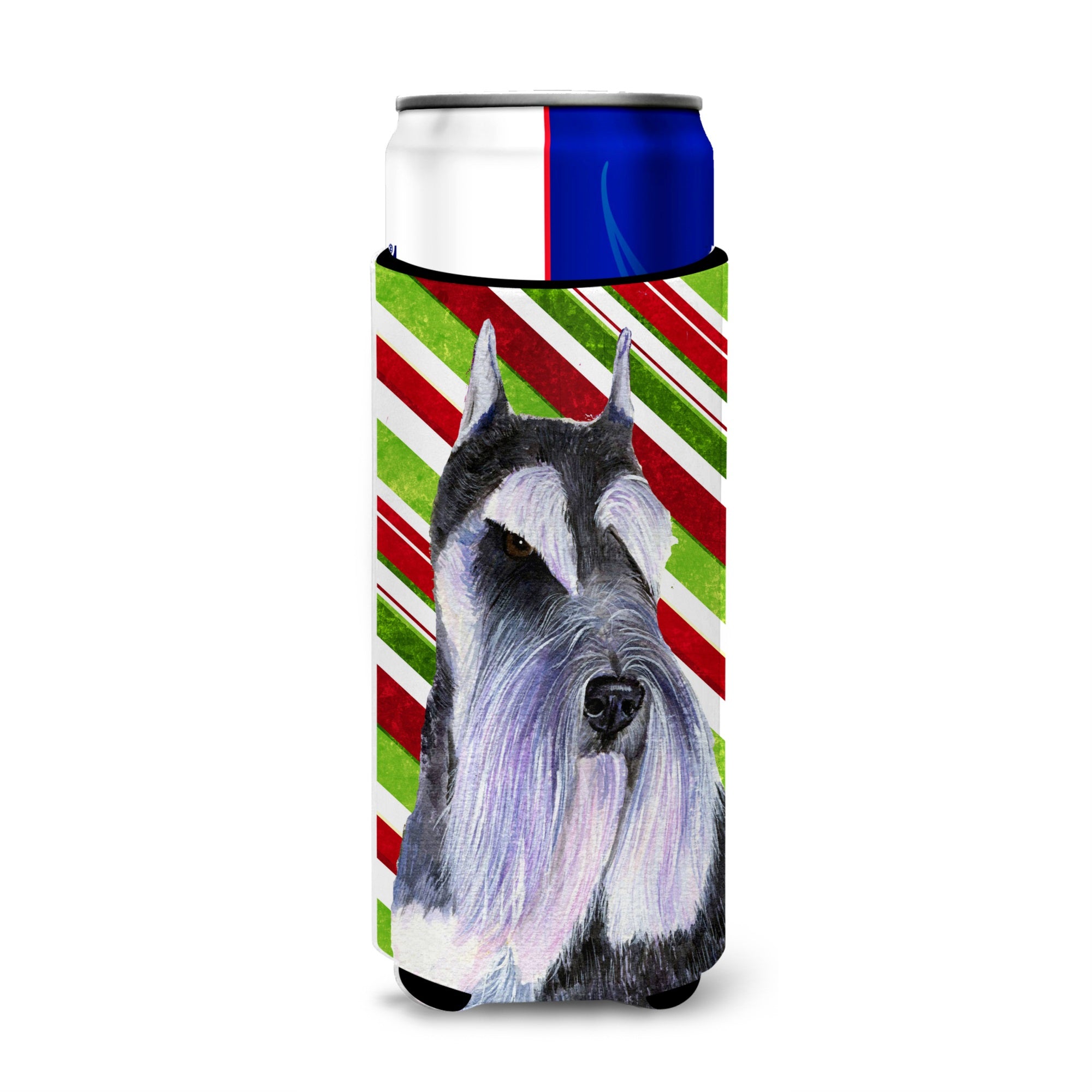 Schnauzer Candy Cane Holiday Christmas Ultra Hugger For Slim Cans