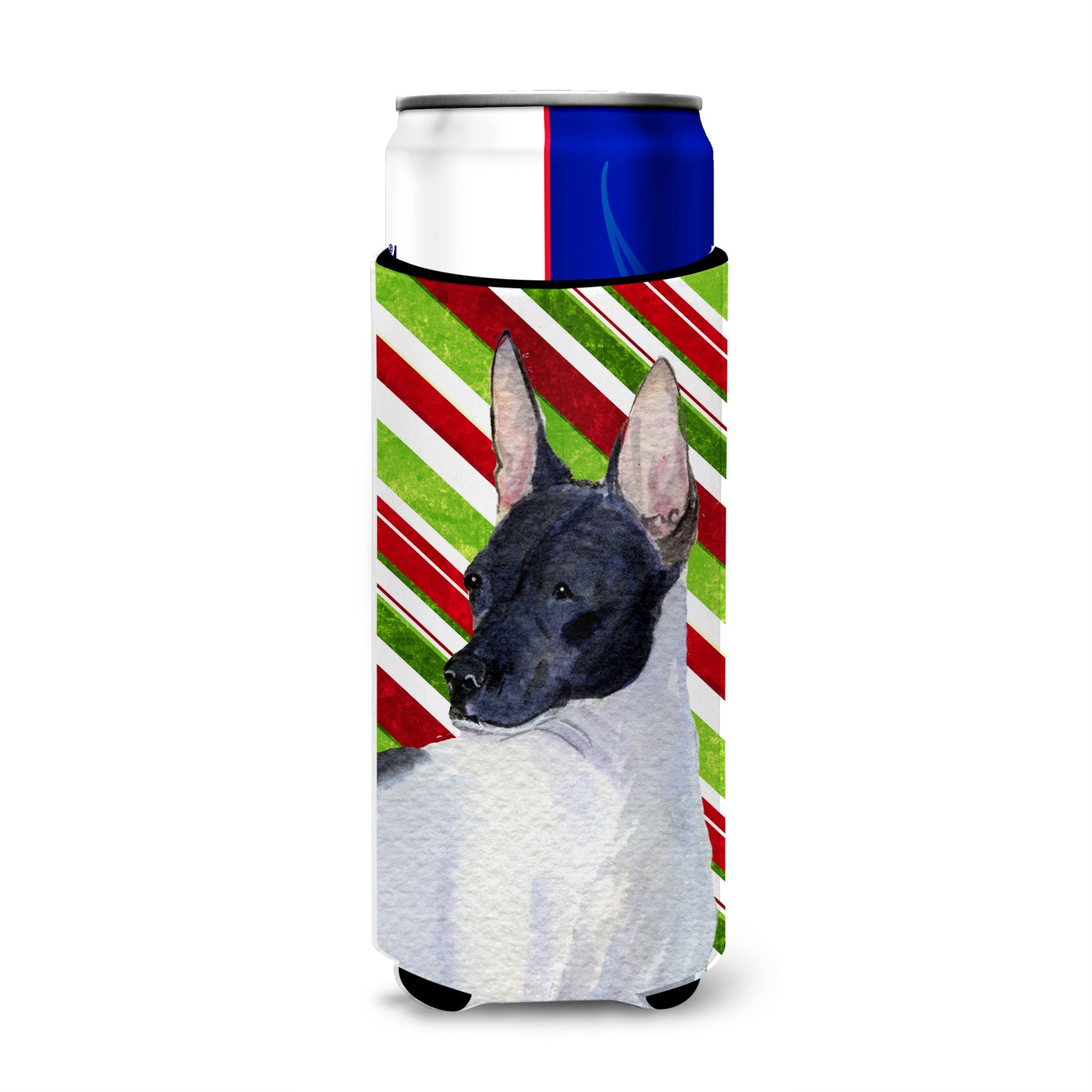 Rat Terrier Candy Cane Holiday Christmas Ultra Hugger For Slim Cans