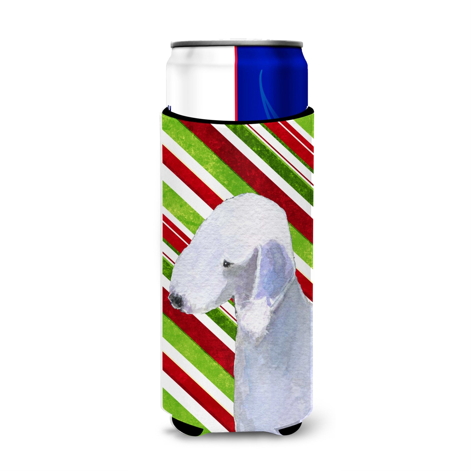 Bedlington Terrier Candy Cane Holiday Christmas Ultra Hugger For Slim Cans