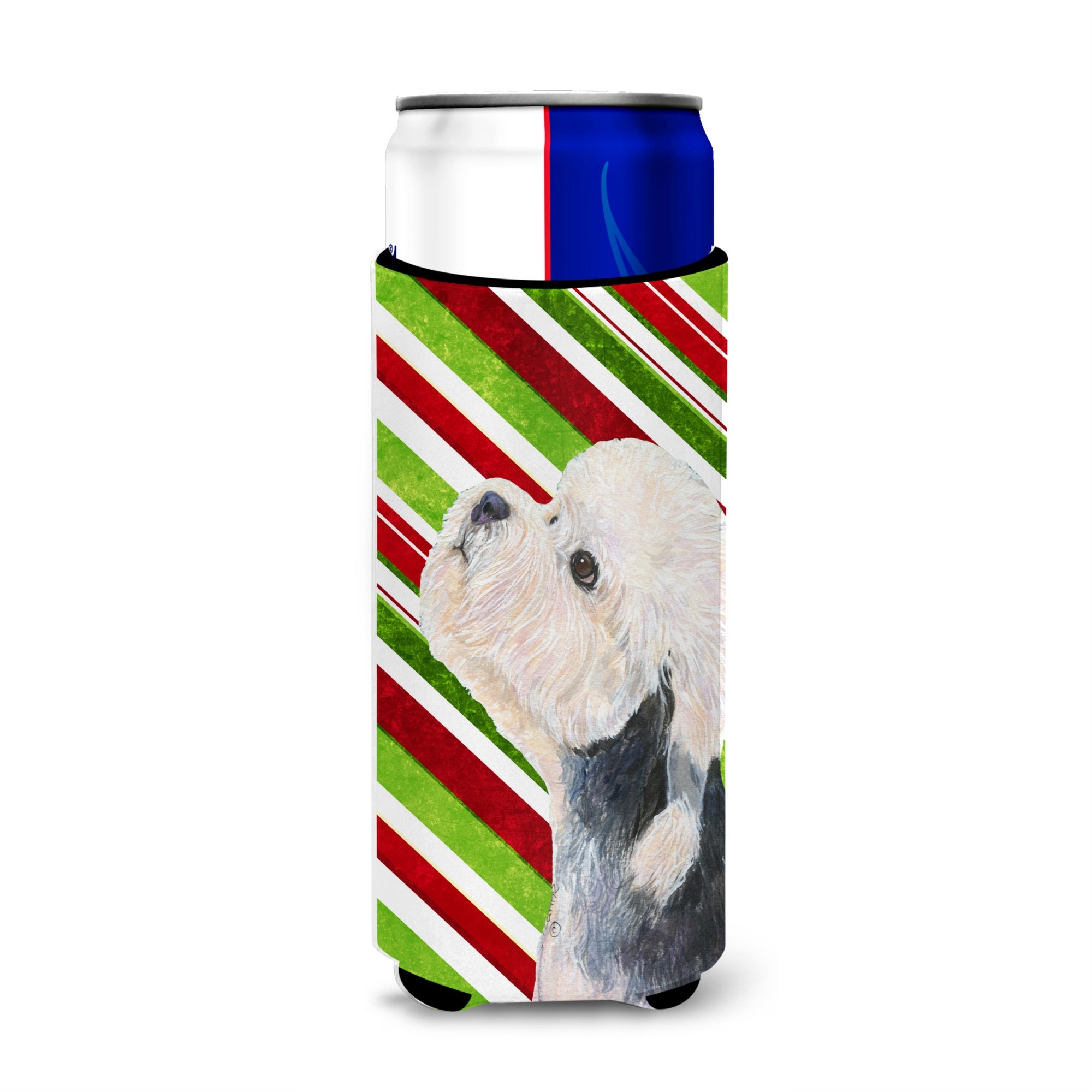 Dandie Dinmont Terrier Candy Cane Holiday Christmas Ultra Hugger For Slim Cans