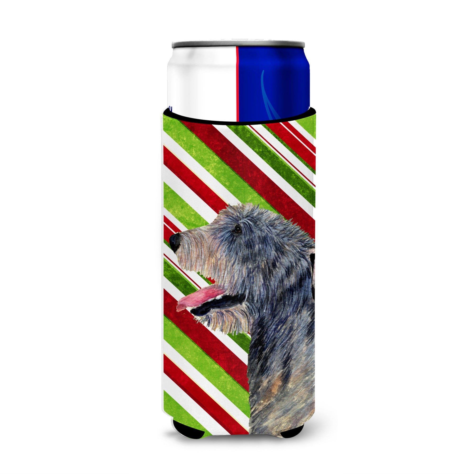 Irish Wolfhound Candy Cane Holiday Christmas Ultra Hugger For Slim Cans