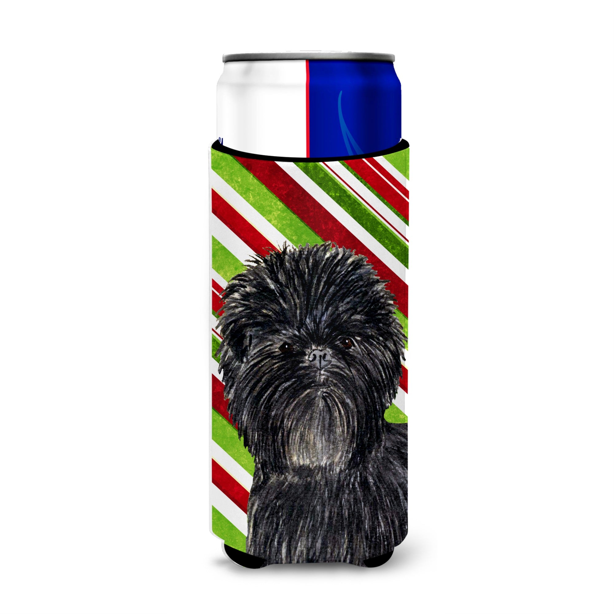 Affenpinscher Candy Cane Holiday Christmas Ultra Hugger For Slim Cans