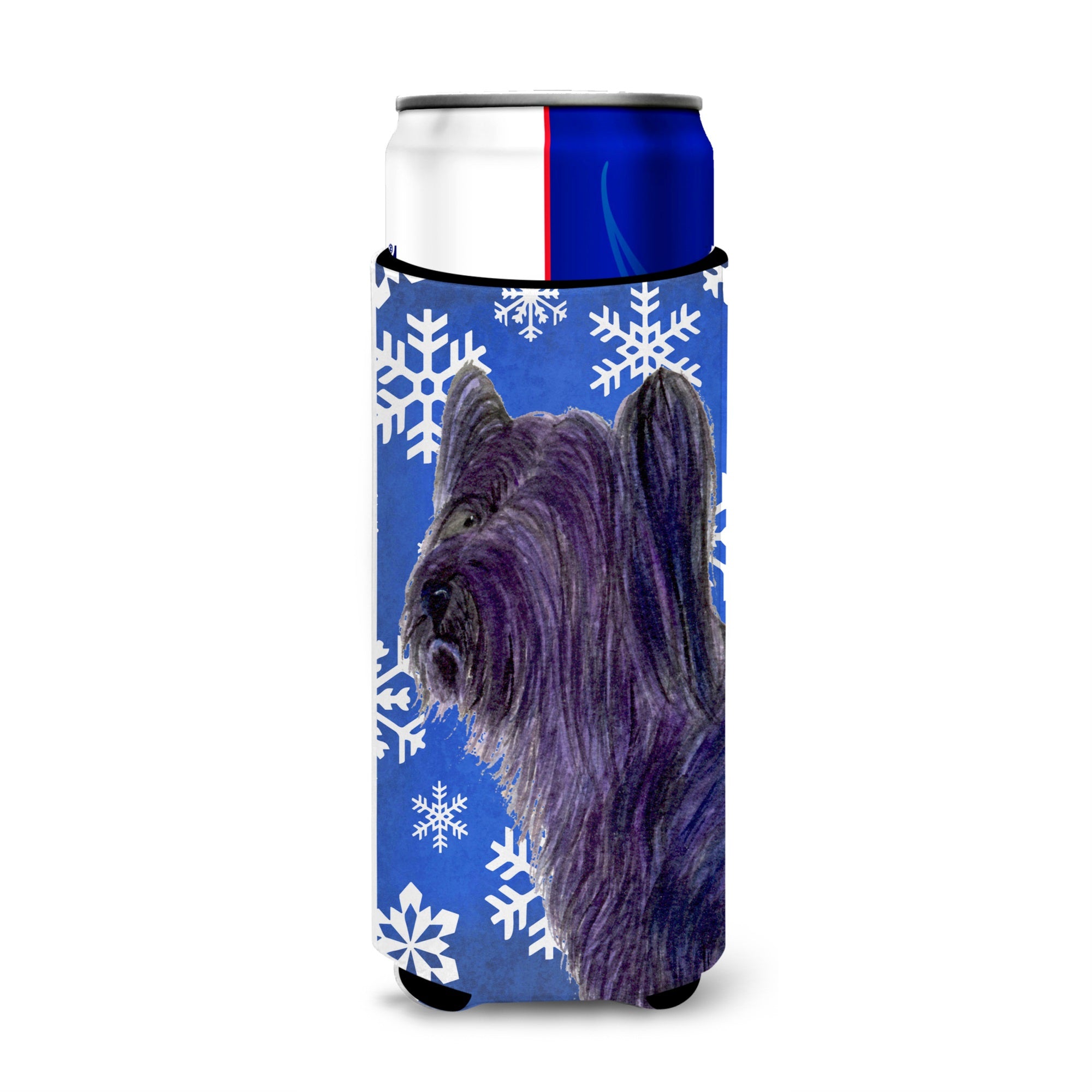 Skye Terrier Winter Snowflakes Holiday Ultra Hugger For Slim Cans