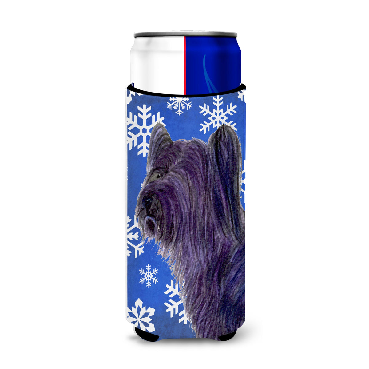 Skye Terrier Winter Snowflakes Holiday Ultra Hugger For Slim Cans