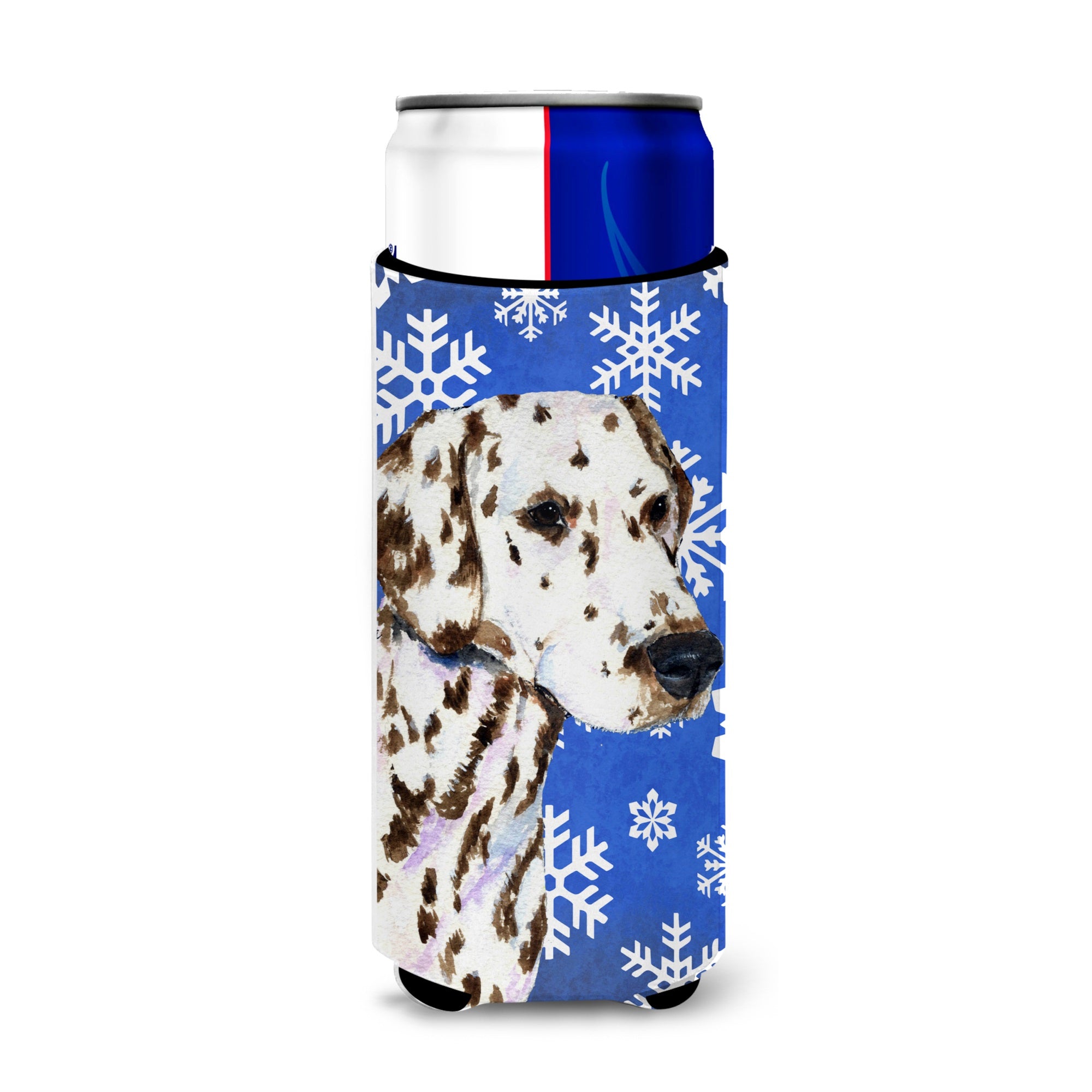 Dalmatian Winter Snowflakes Holiday Ultra Hugger For Slim Cans