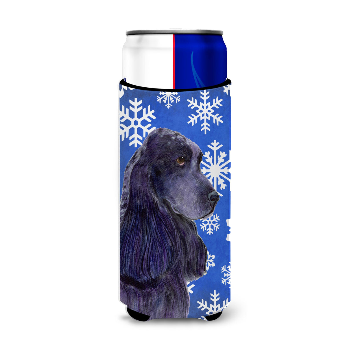 Cocker Spaniel Winter Snowflakes Holiday Ultra Hugger For Slim Cans