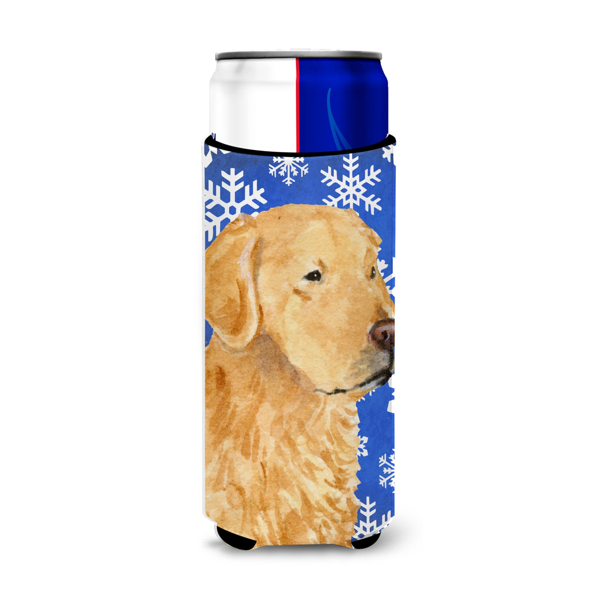 Golden Retriever Winter Snowflakes Holiday Ultra Hugger For Slim Cans