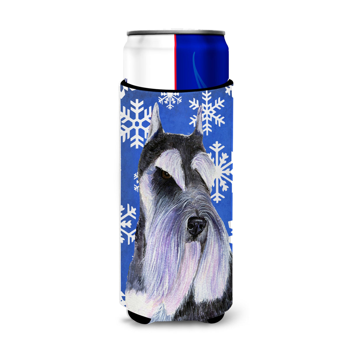 Schnauzer Winter Snowflakes Holiday Ultra Hugger For Slim Cans