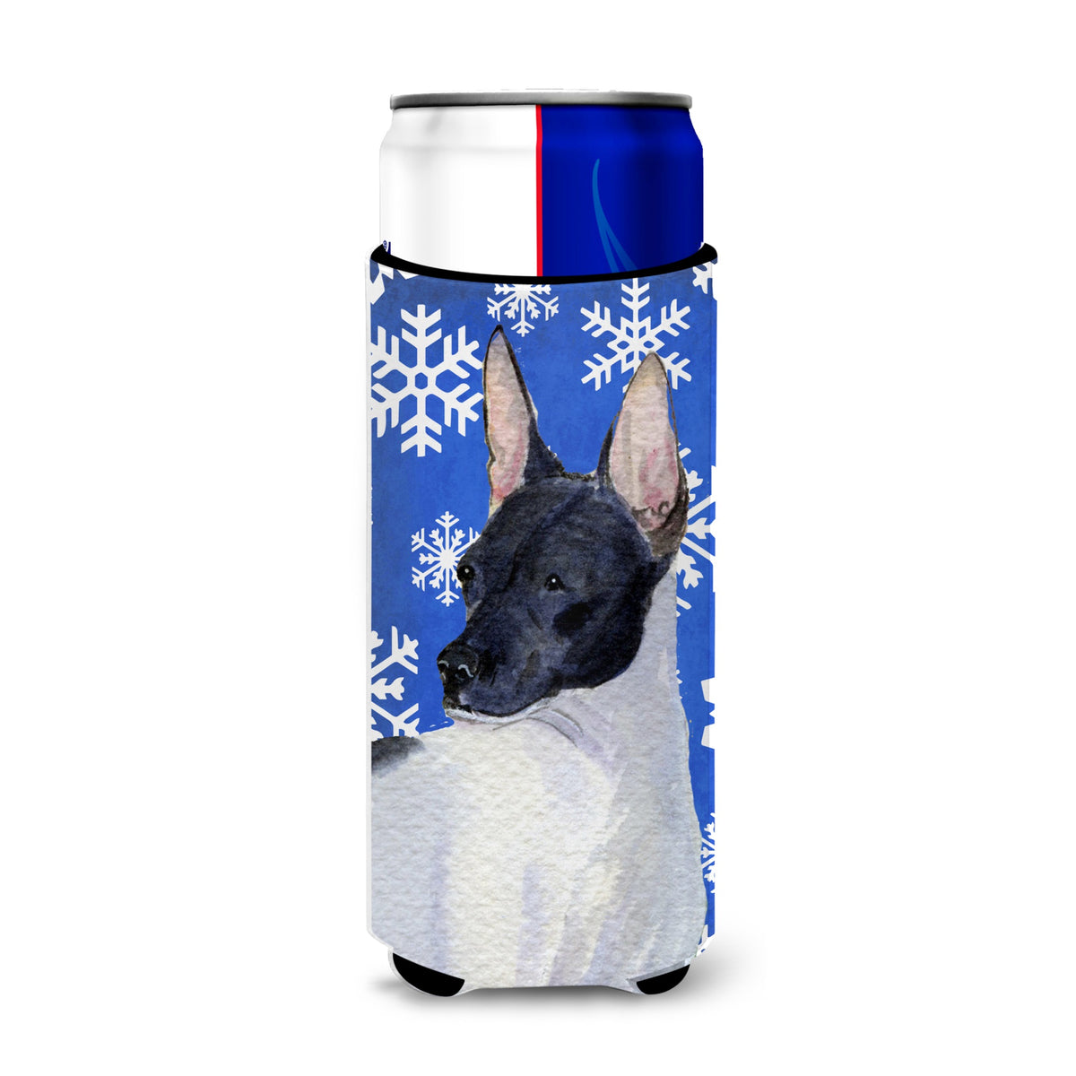 Rat Terrier Winter Snowflakes Holiday Ultra Hugger For Slim Cans