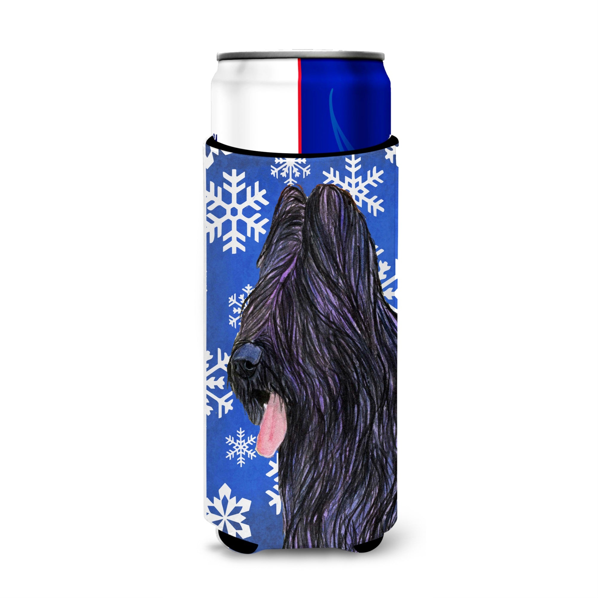 Briard Winter Snowflakes Holiday Ultra Hugger For Slim Cans