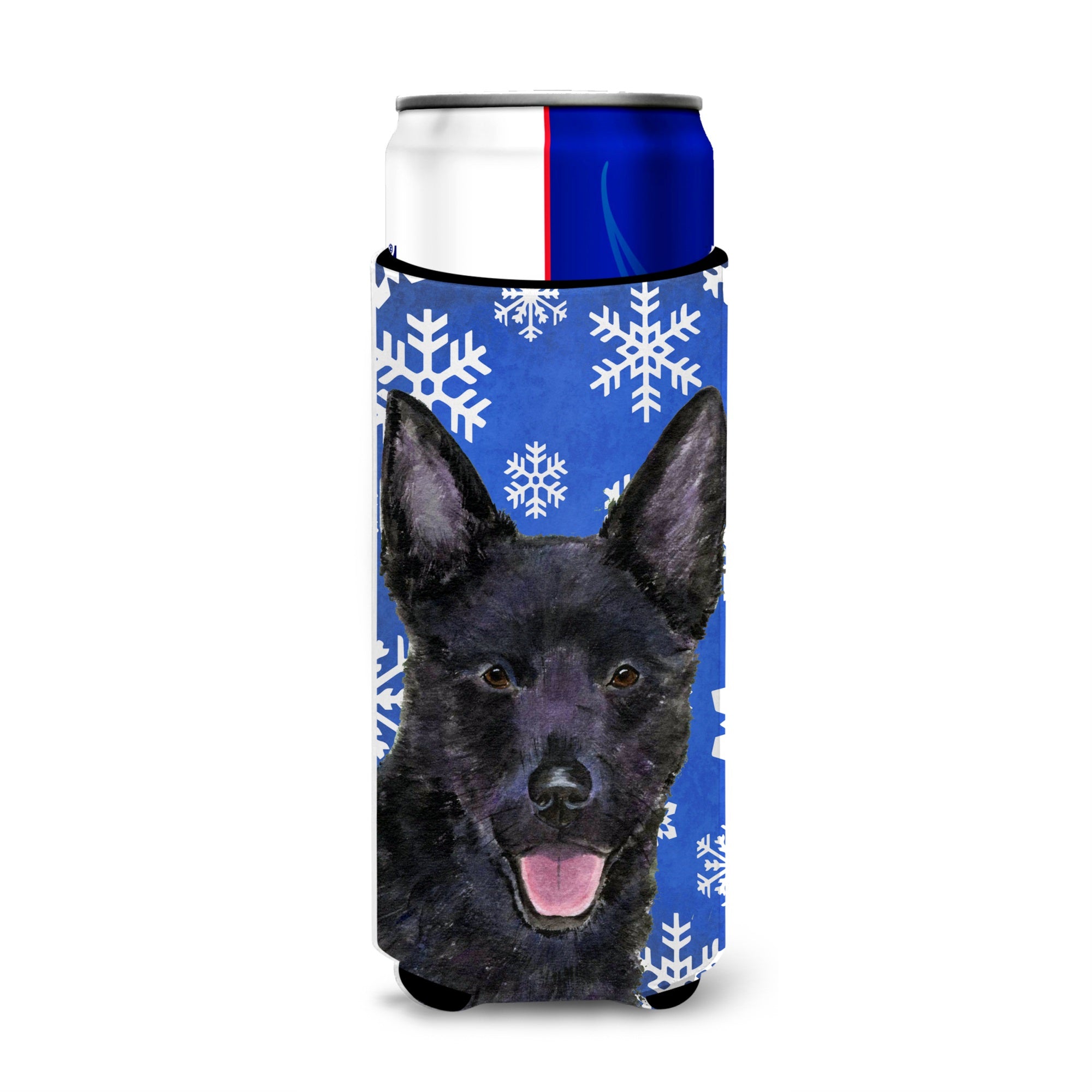 Australian Kelpie Winter Snowflakes Holiday Ultra Hugger For Slim Cans