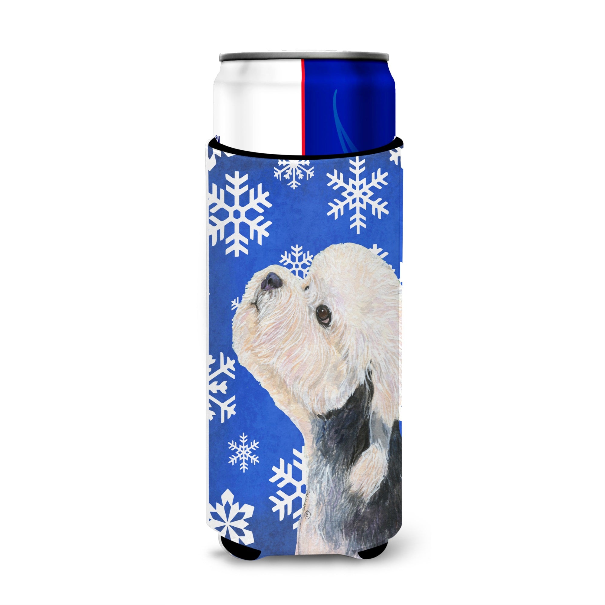 Dandie Dinmont Terrier Winter Snowflakes Holiday Ultra Hugger For Slim Cans