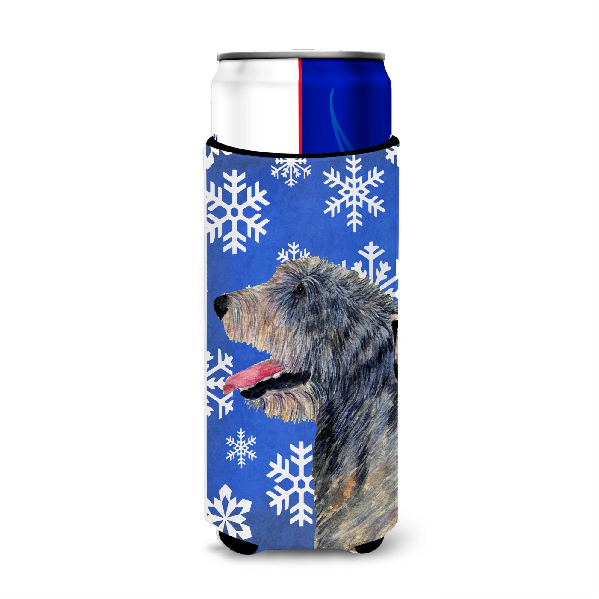 Irish Wolfhound Winter Snowflakes Holiday Ultra Hugger For Slim Cans